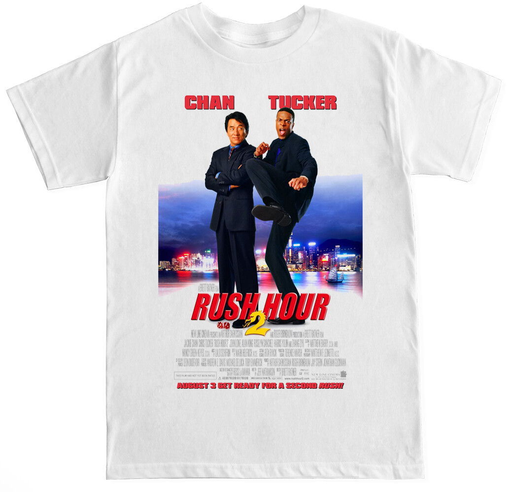 RUSH HOUR 2 COVER JACKIE CHAN TUCKER 1990S MOVIE FUNNY HUMOR RETRO FILM T SHIRT