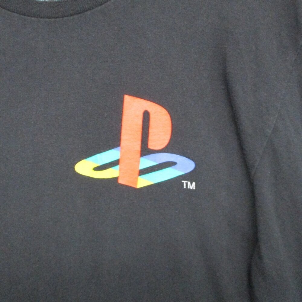 PlayStation Graphic Print Logo & Buttons On Sleeve Black Men Size | L