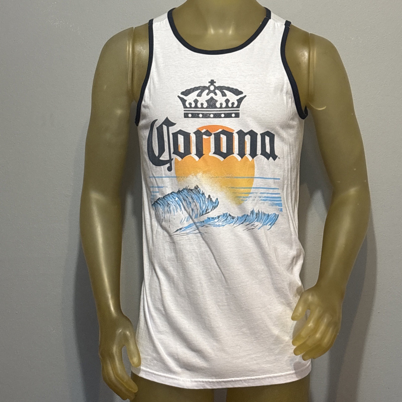 Corona Men’s Small Tank Top Shirt Beer Beach Waves
