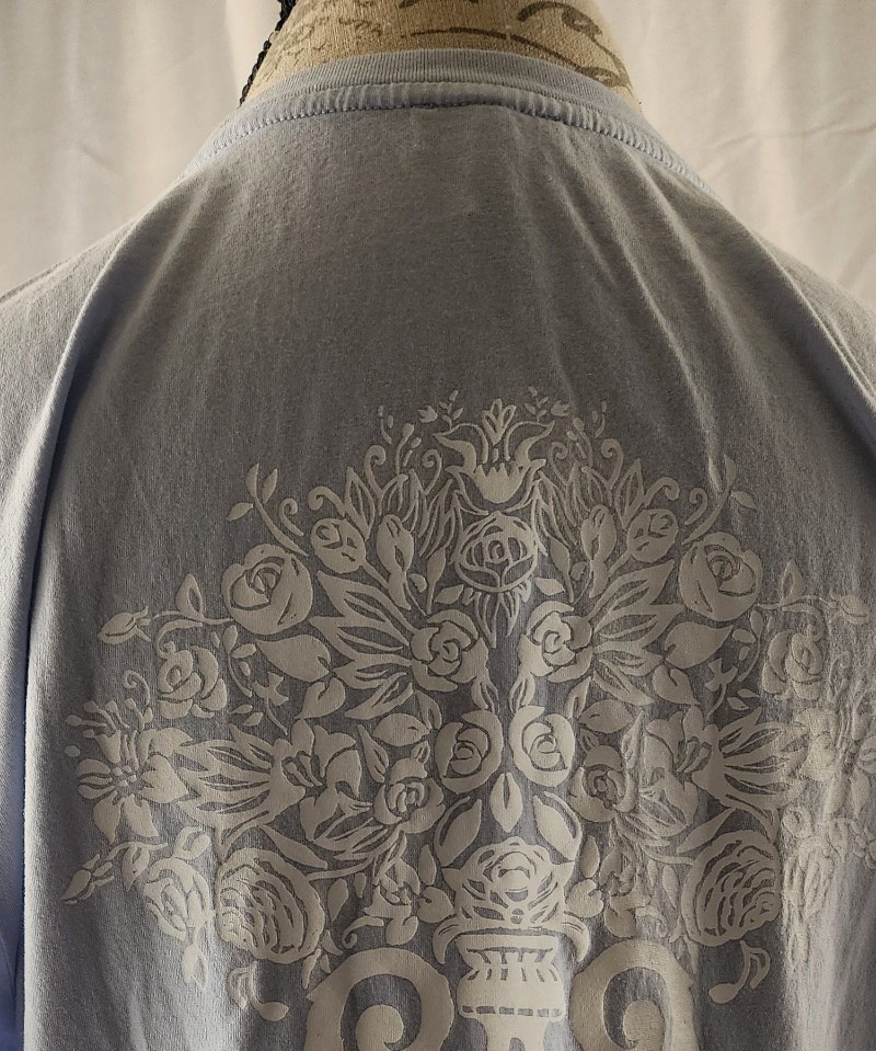 Express Light Blue Pima Cotton Floral Print T-Shirt Large