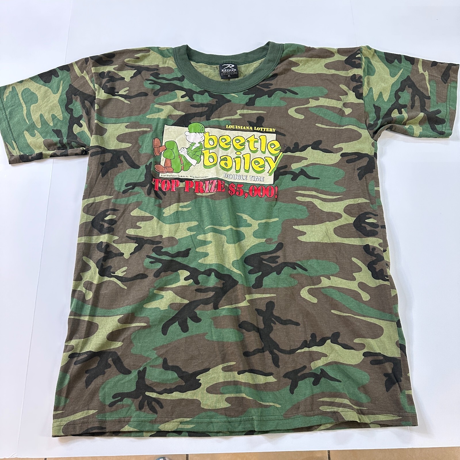 VTG NOS Beetle Bailey T Shirt Mens XL Short Sleeve Crew Neck Camouflage
