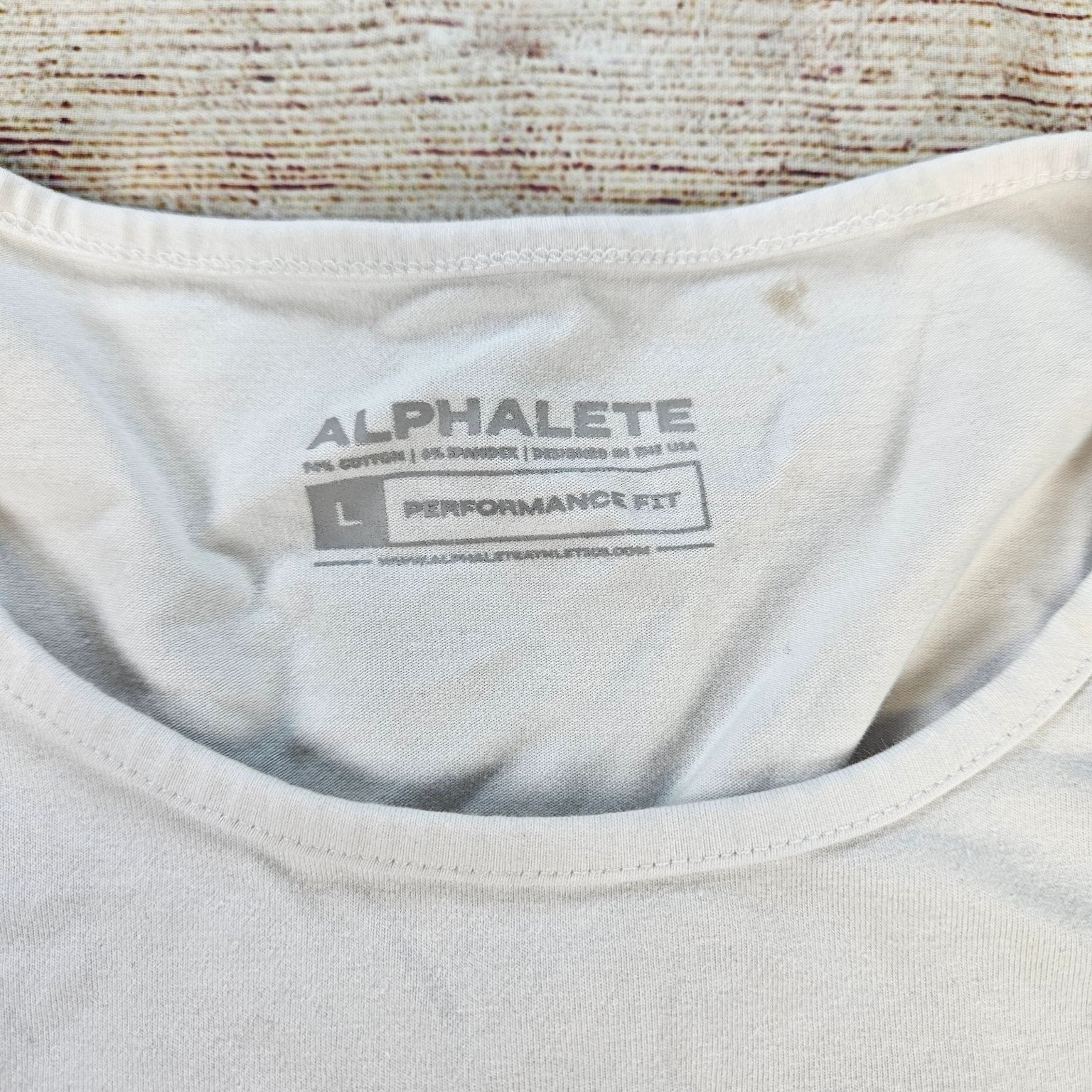 ALPHALETE Men’s Tank Top White L Performance Fit Cotton Spandex Activewear