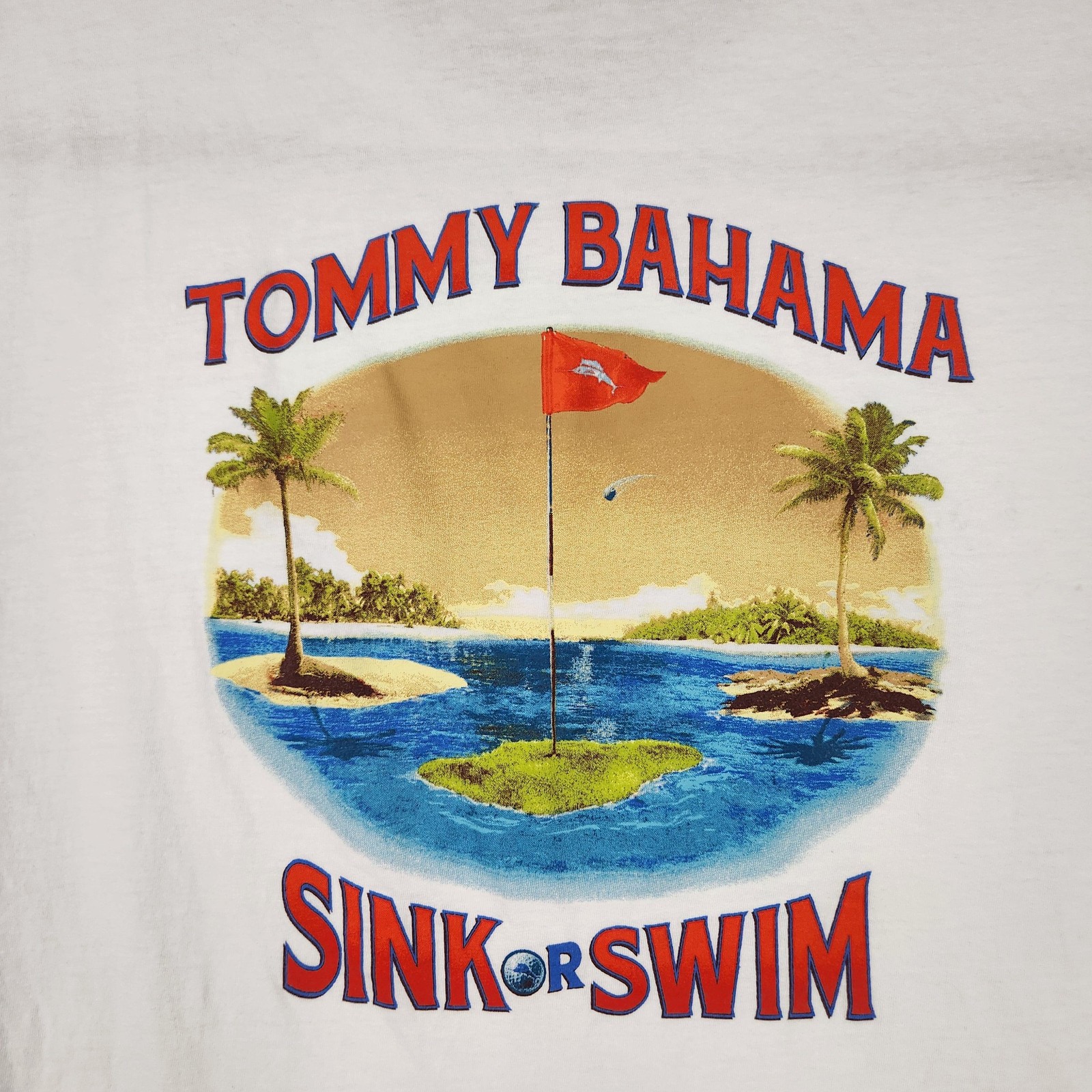 Tommy Bahama Shirt Mens XL White Sink Or Swim Golf Graphic Beach Tropical Tee