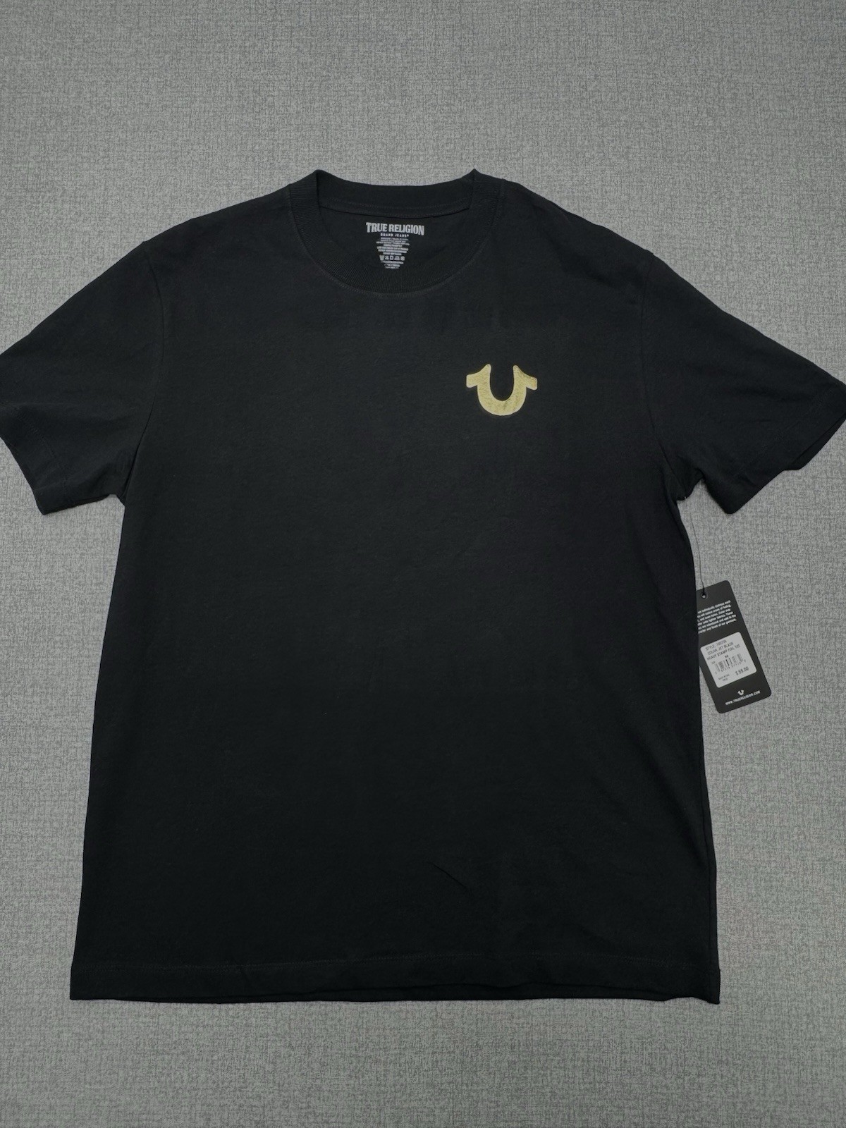 True Religion Stamp Foil SS Tee T-Shirt Size M 100% Cotton Crew Neck Jet Black