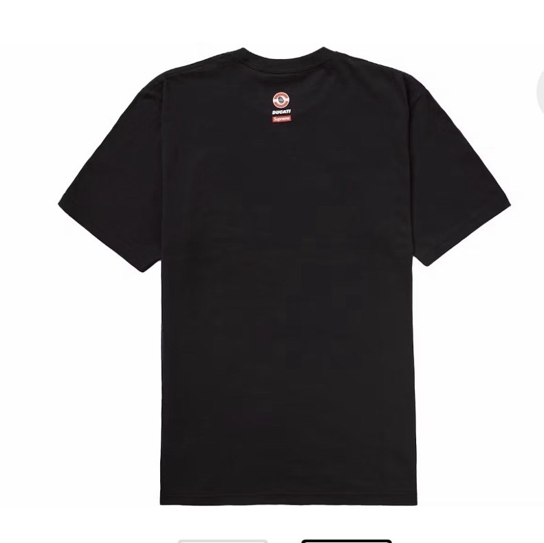 Supreme x Ducati Bike Tee Black Graphic Print Crew Neck Short Sleeve T-Shirt