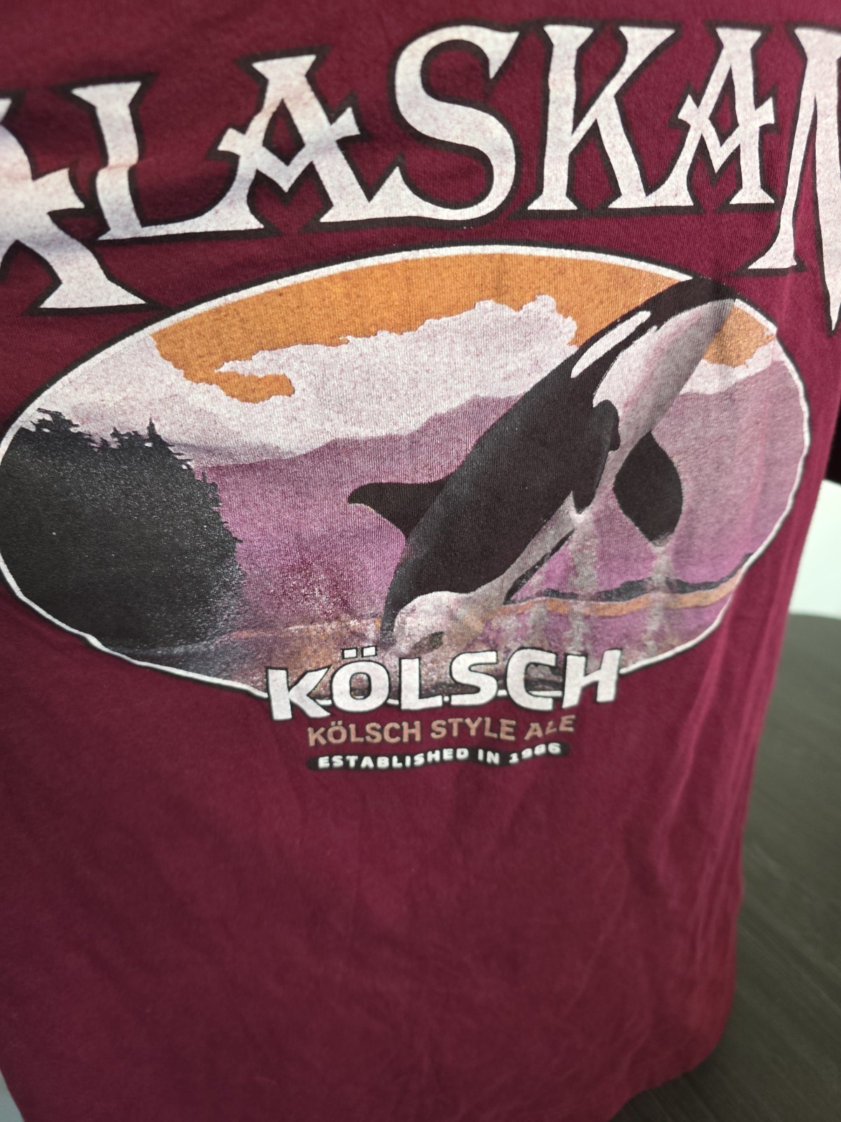 Alaskan Kolsch Style Ale T-shirt Mens XL Burgandy. Very Soft