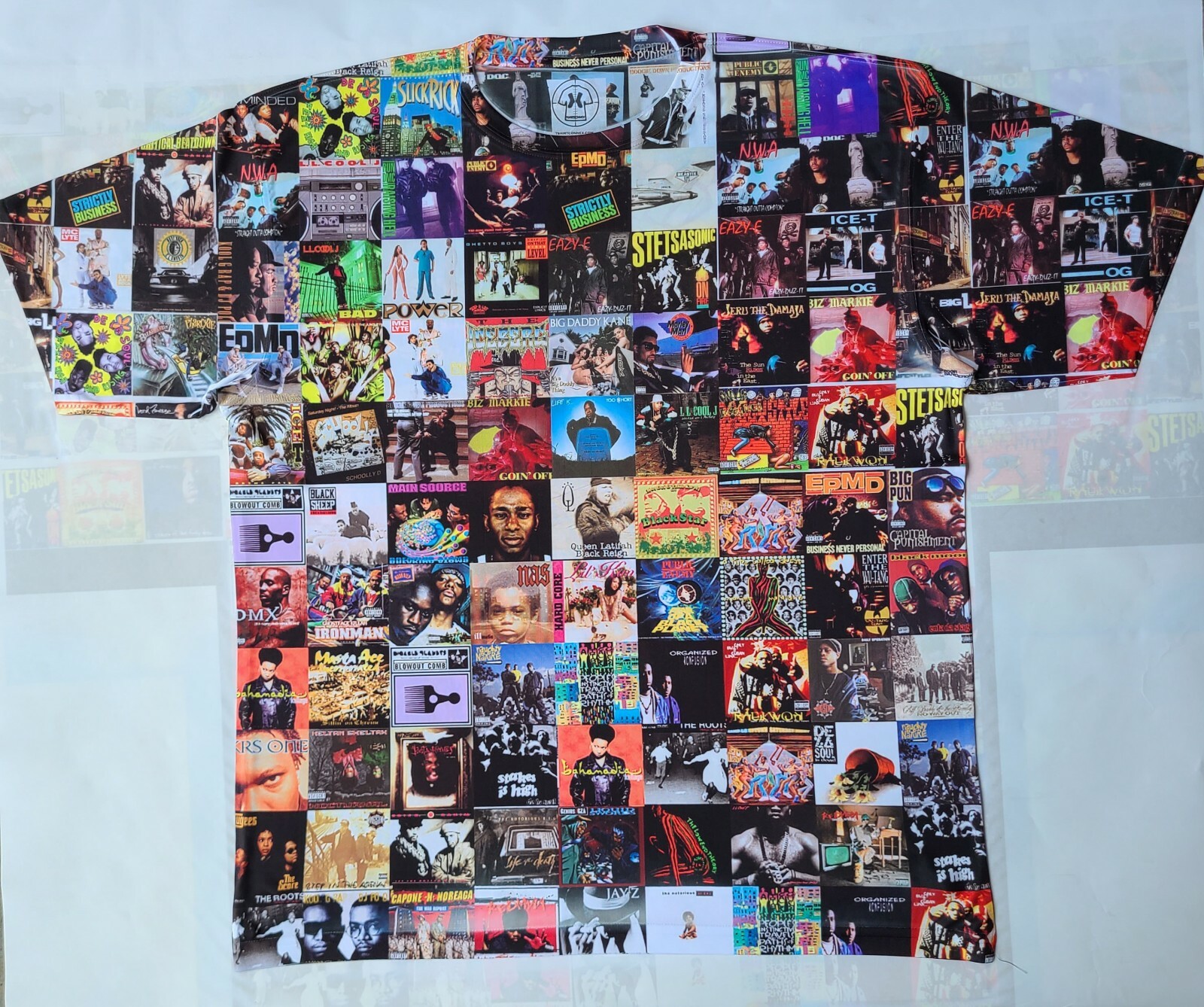 80s / 90s Hip Hop CD collage sublimated Tshirt rap music