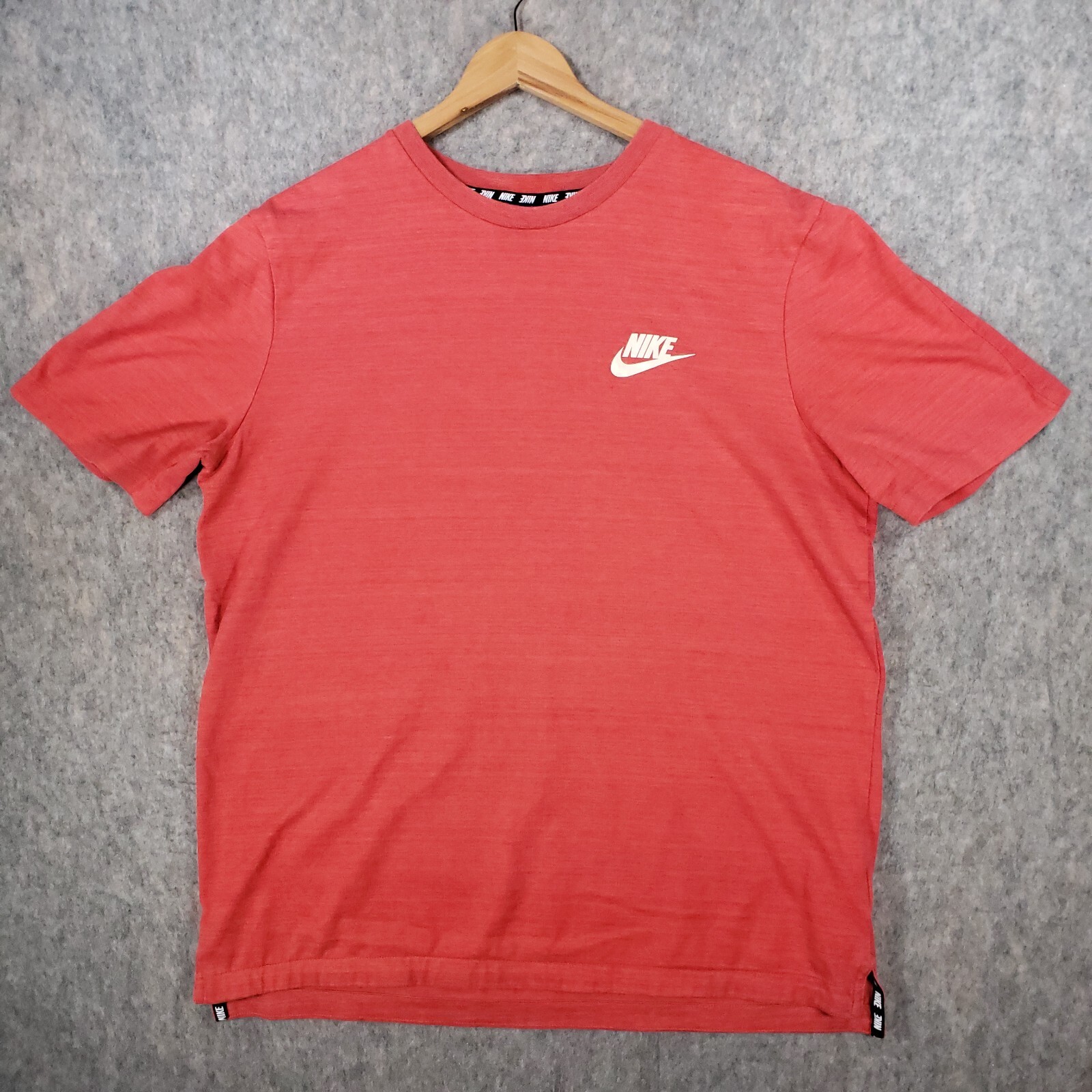 Nike Shirt Mens Large Orange Swoosh Logo Thick Cotton Mesh Back Streetwear Top