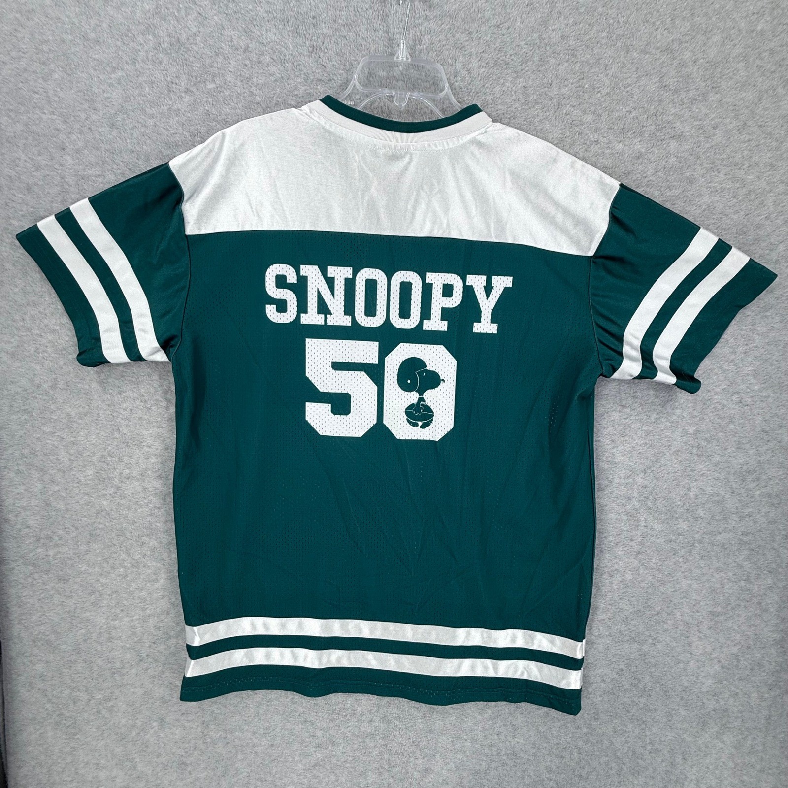 Peanuts Snoopy Jersey Mens Large Blue Shirt Football Mesh Distressed V-Neck