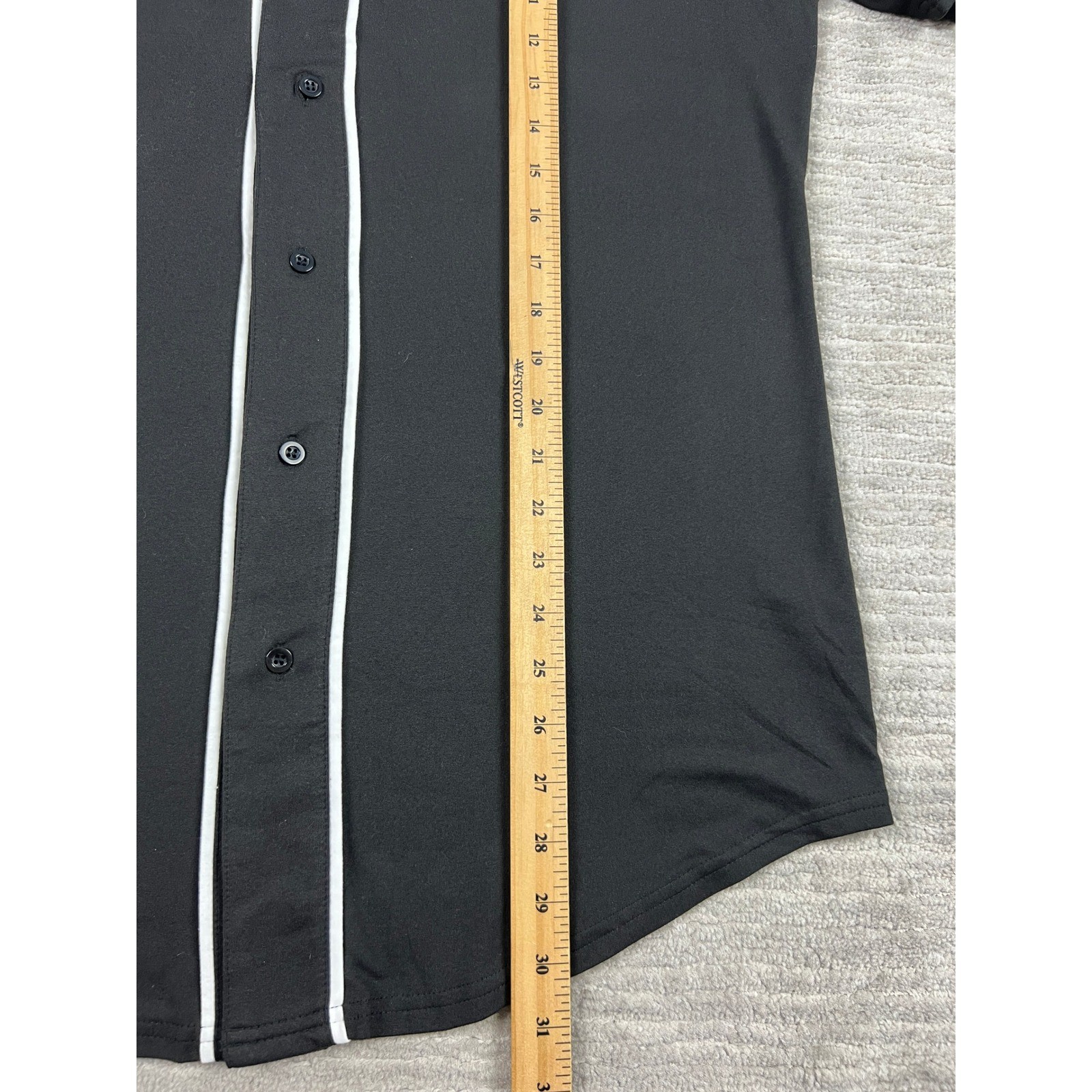 COOFANDY Baseball Jersey Mens Medium Black Short Sleeve Button Down Piping NEW