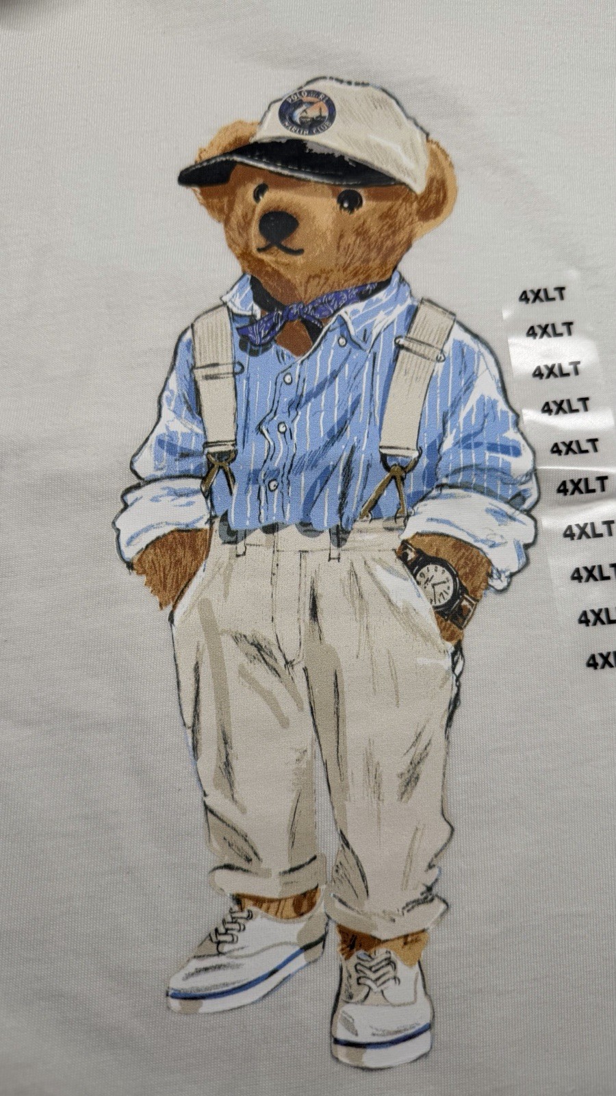NWT Polo Ralph Lauren Men’s Big & Tall Hemingway Polo Bear White T-Shirt Sz 4XLT