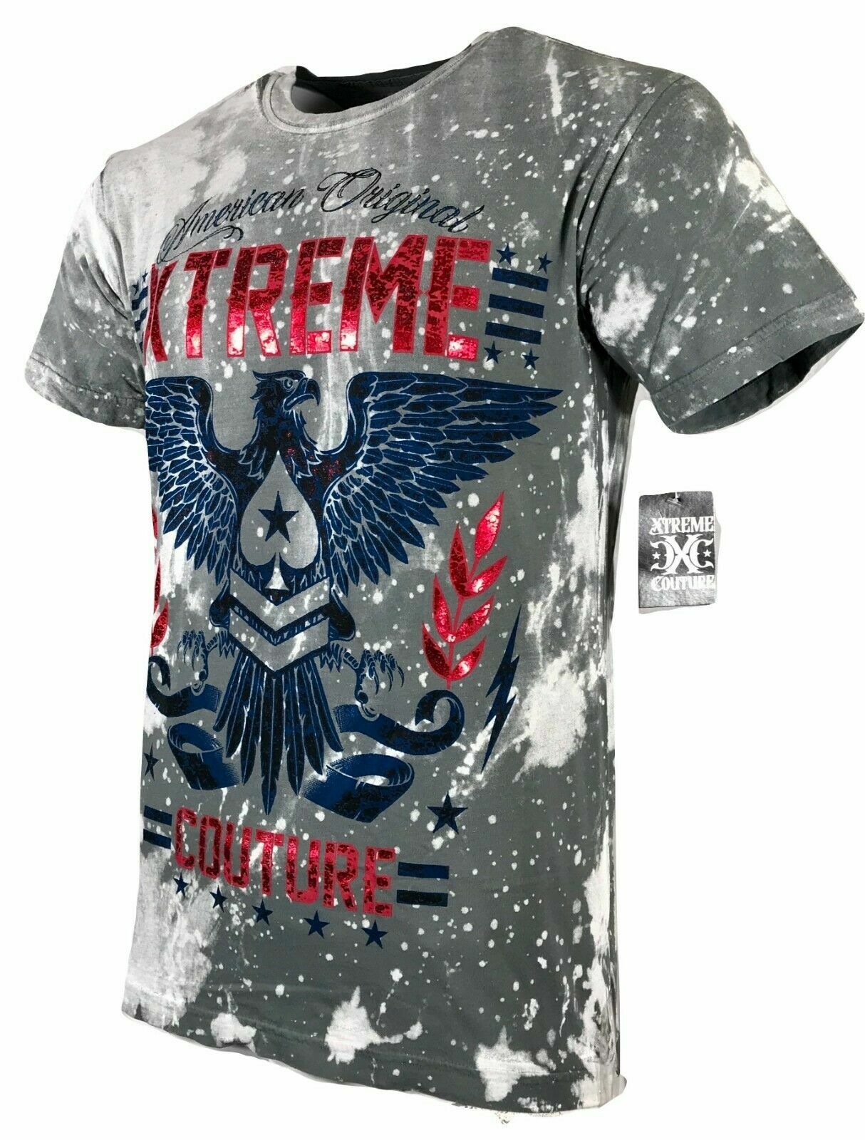 XTREME COUTURE by AFFLICTION Men’s T-Shirt AMERICAN ORIGINAL Biker Gray S-5XL