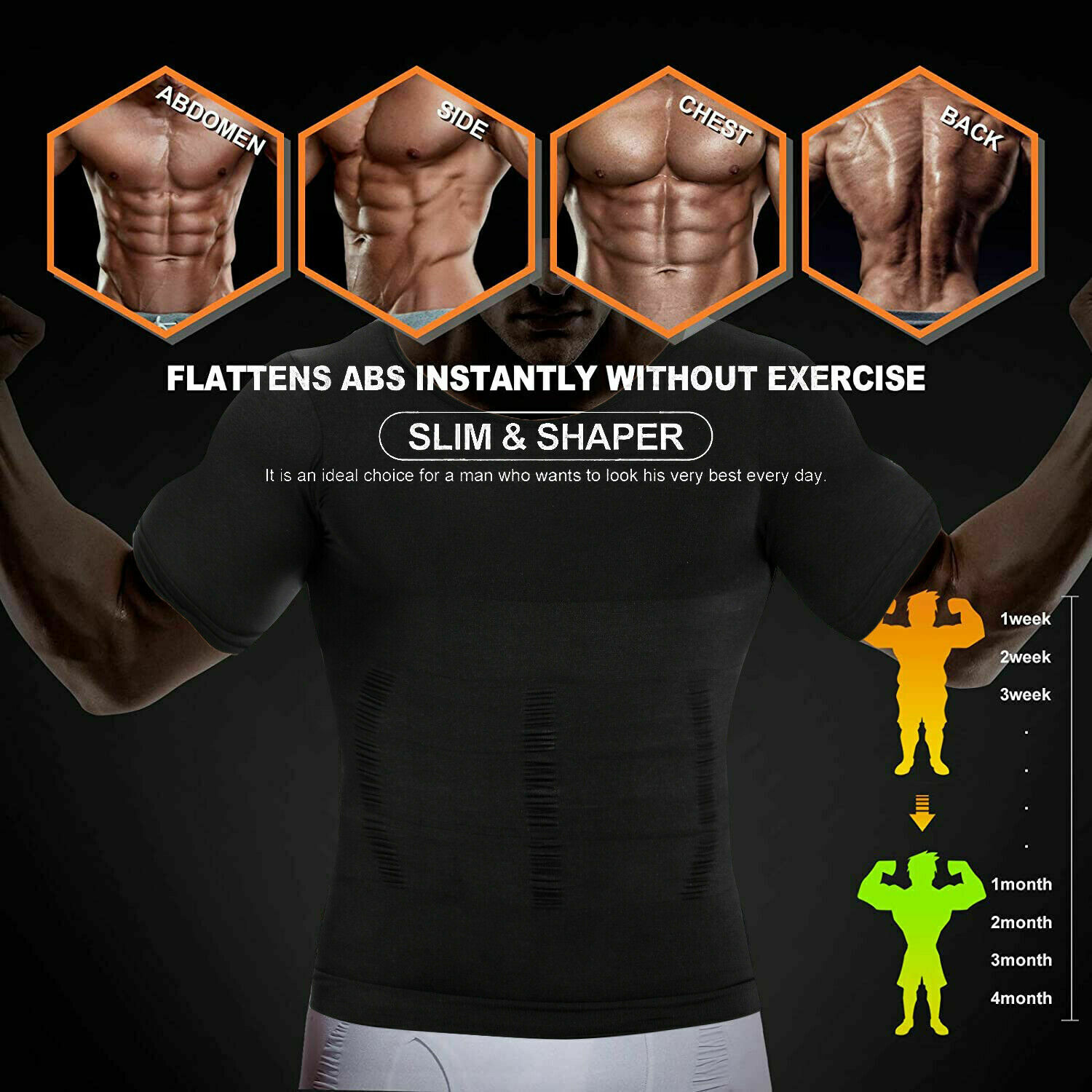 Men Compression Shirt Slimming Body Shaper Tummy Control Underwear Top Shapewear