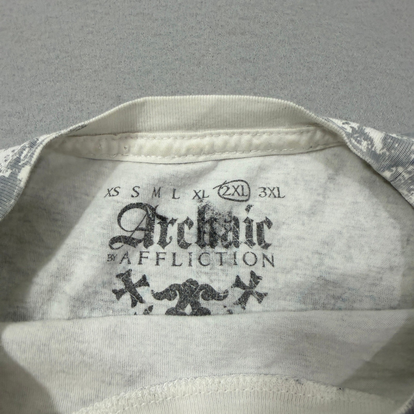 Vintage Archaic Affliction Shirt Men’s 2XL White Grunge Goth y2k Cyber 2000s