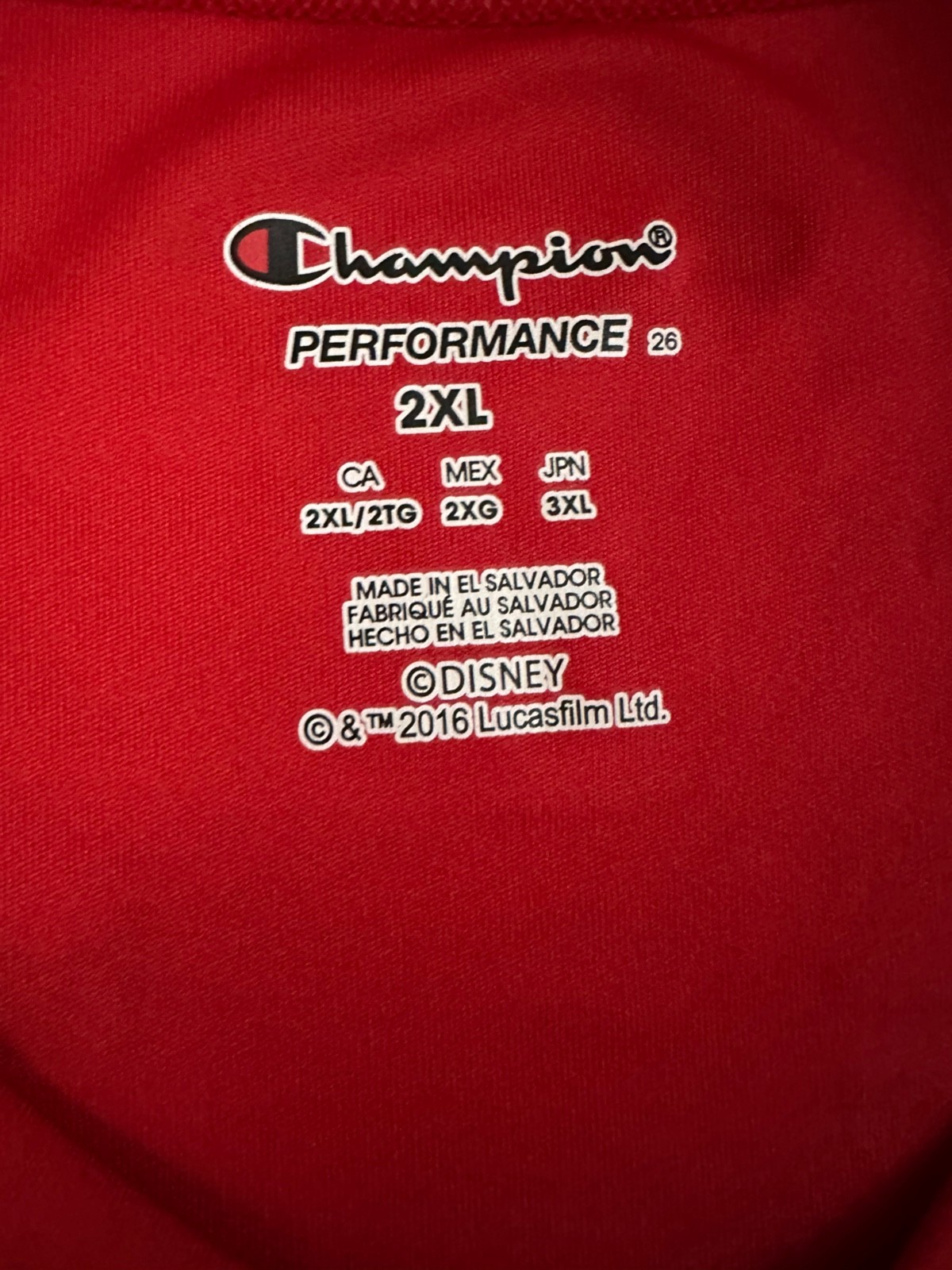 The Champion 2017 Run Disney Star Wars The Dark Side Challenge T Shirt Red S 2XL