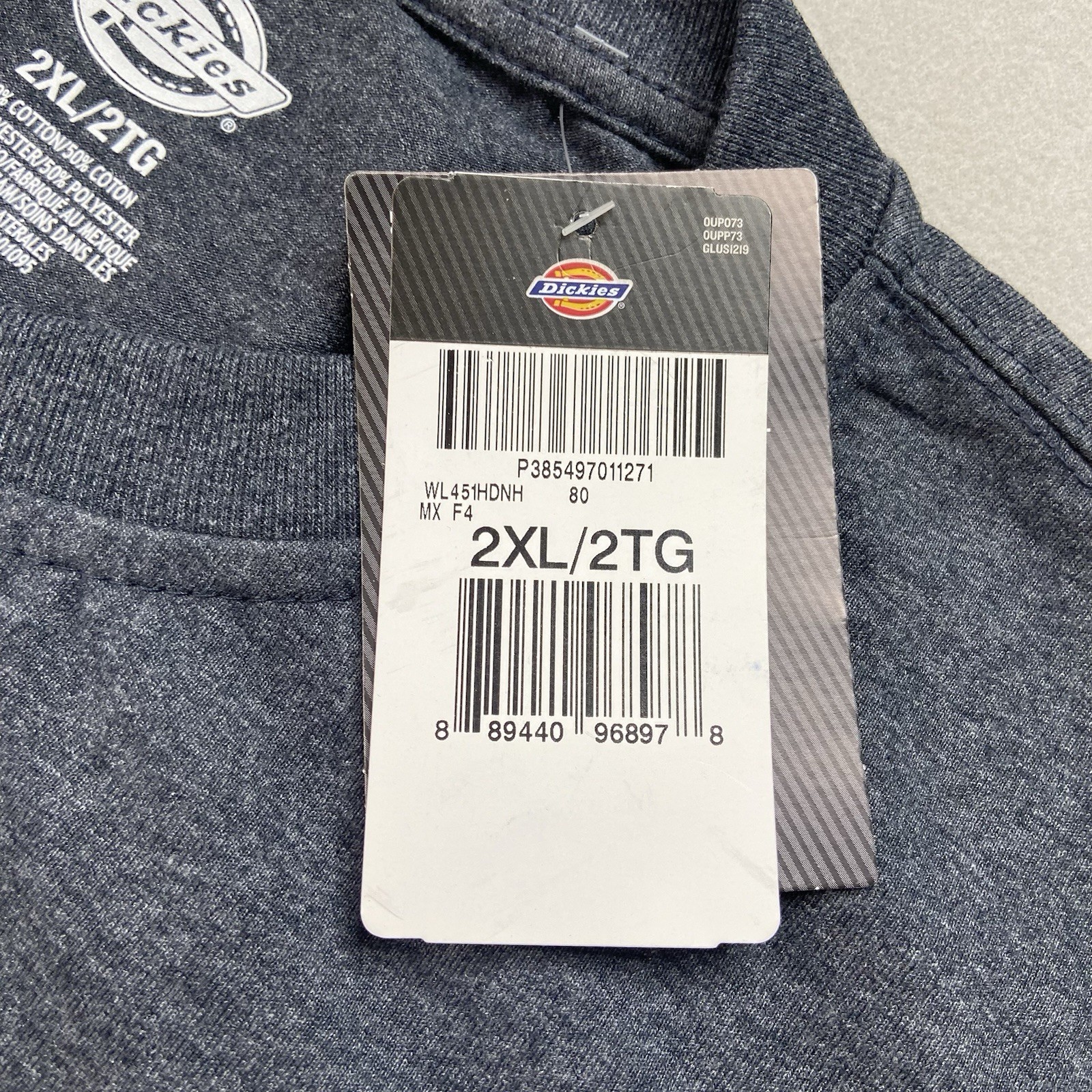 Dickies Long Sleeve Heather Heavyweight Henley Shirt Navy Heather Mens Size 2XL