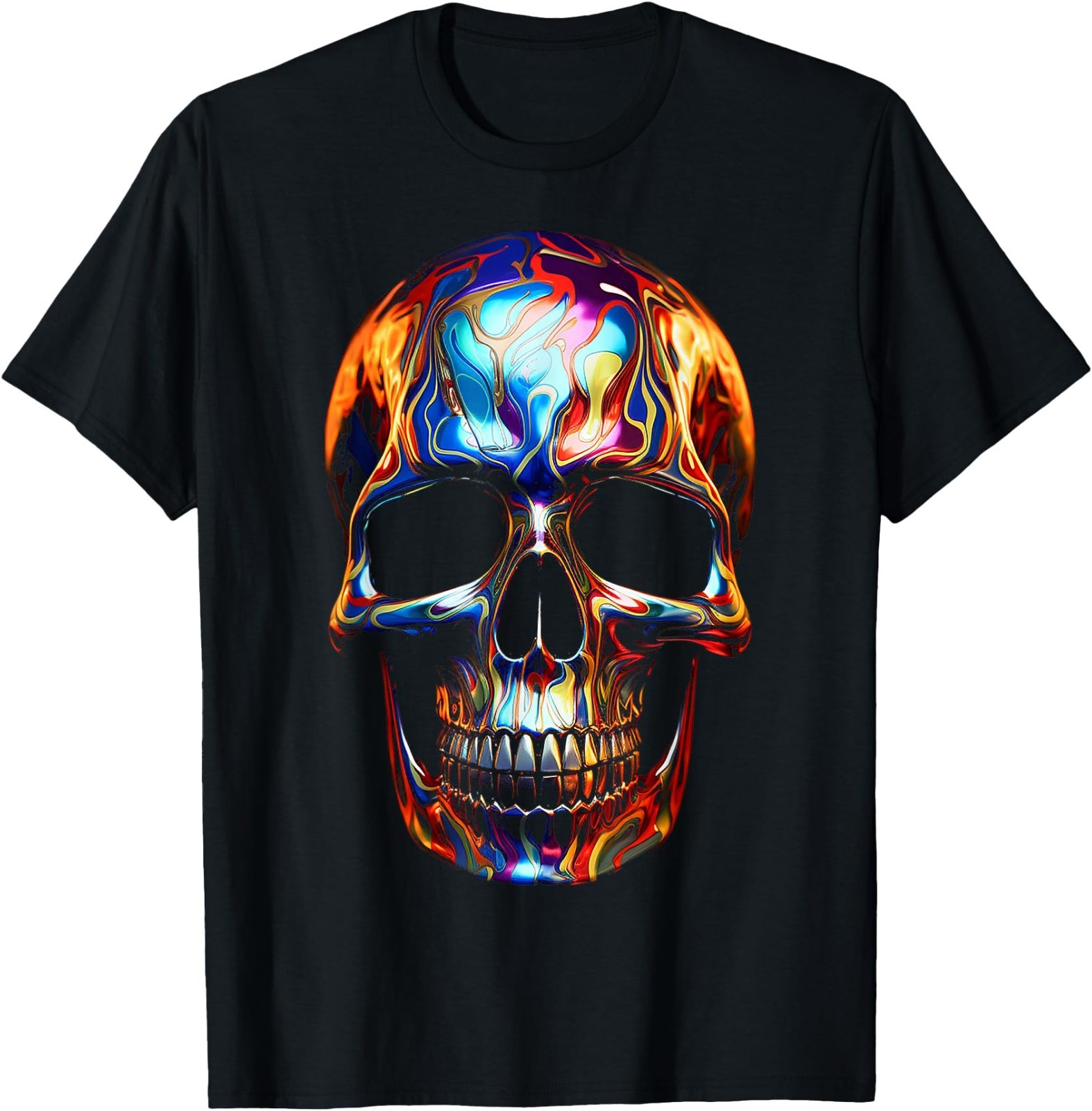 Skull Abstract Colorful Art Graphic Motif Skull T-Shirt
