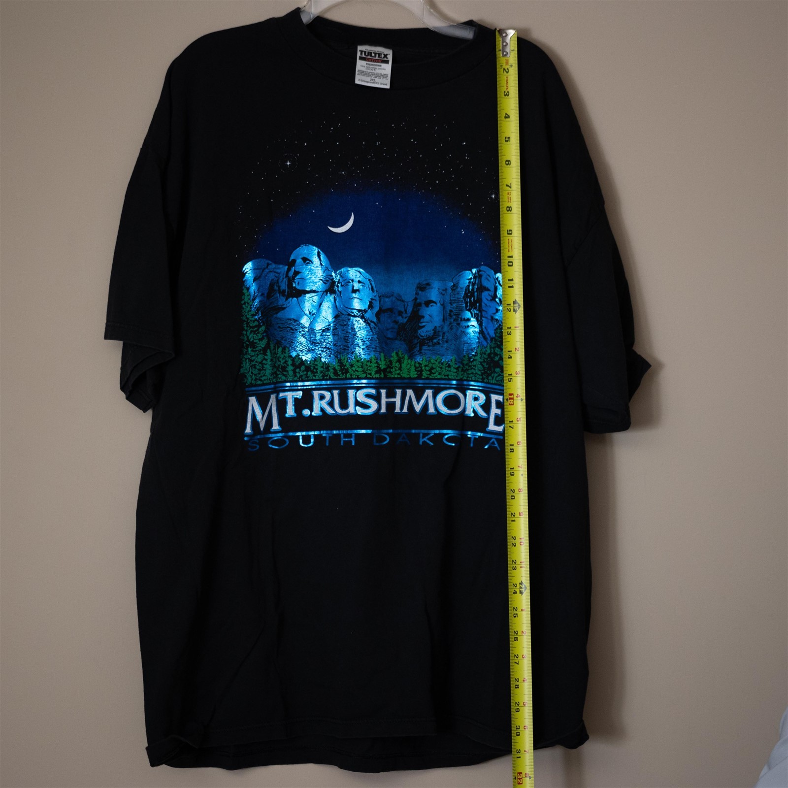 Mount Rushmore Vintage Cheesy Blue Reflective Foil Men’s T-Shirt Size 2XL