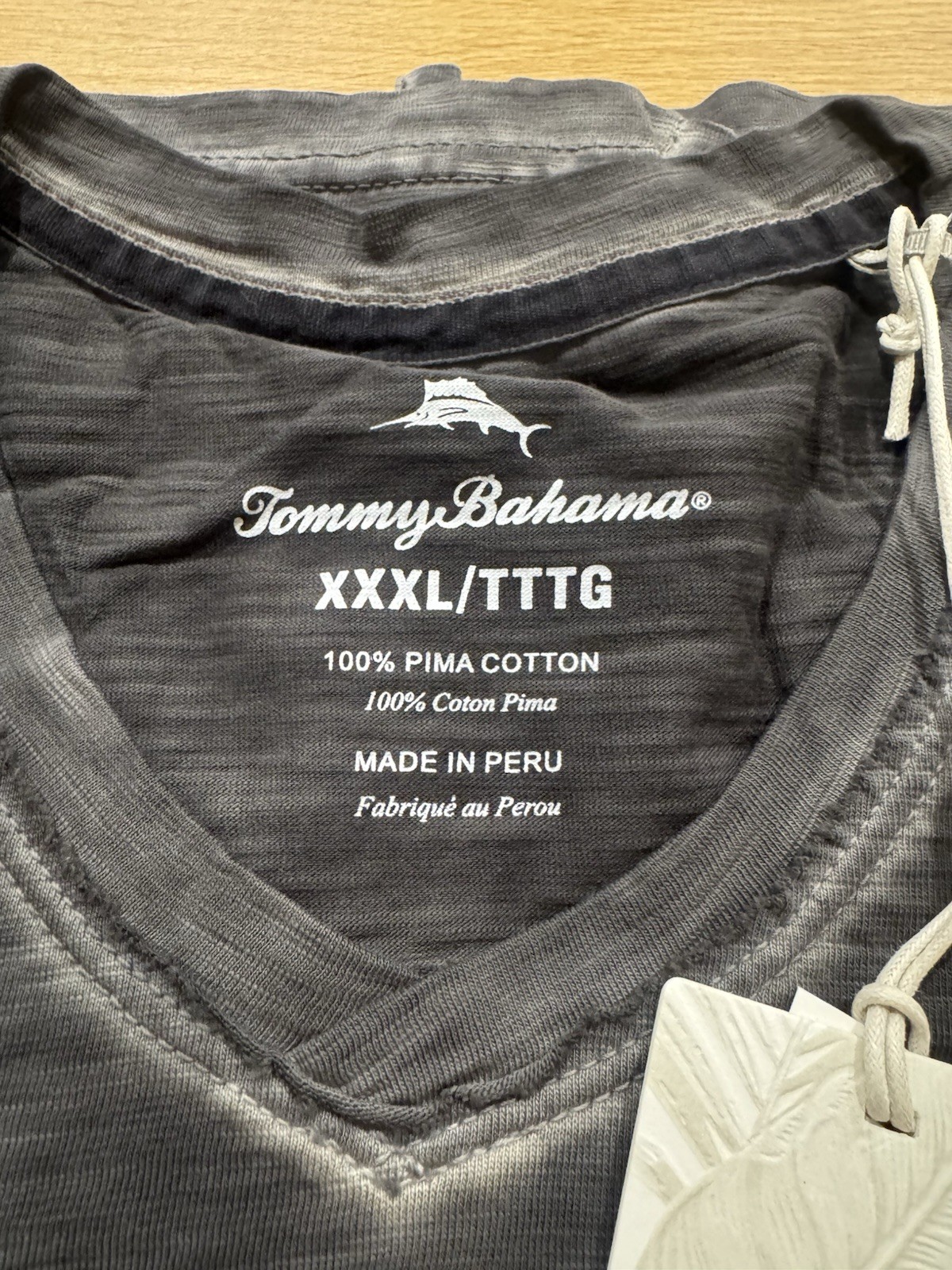 Tommy Bahama V-neck 100% Pima Cotton Shirt New Short Sleeve Suncoast Shores Coal