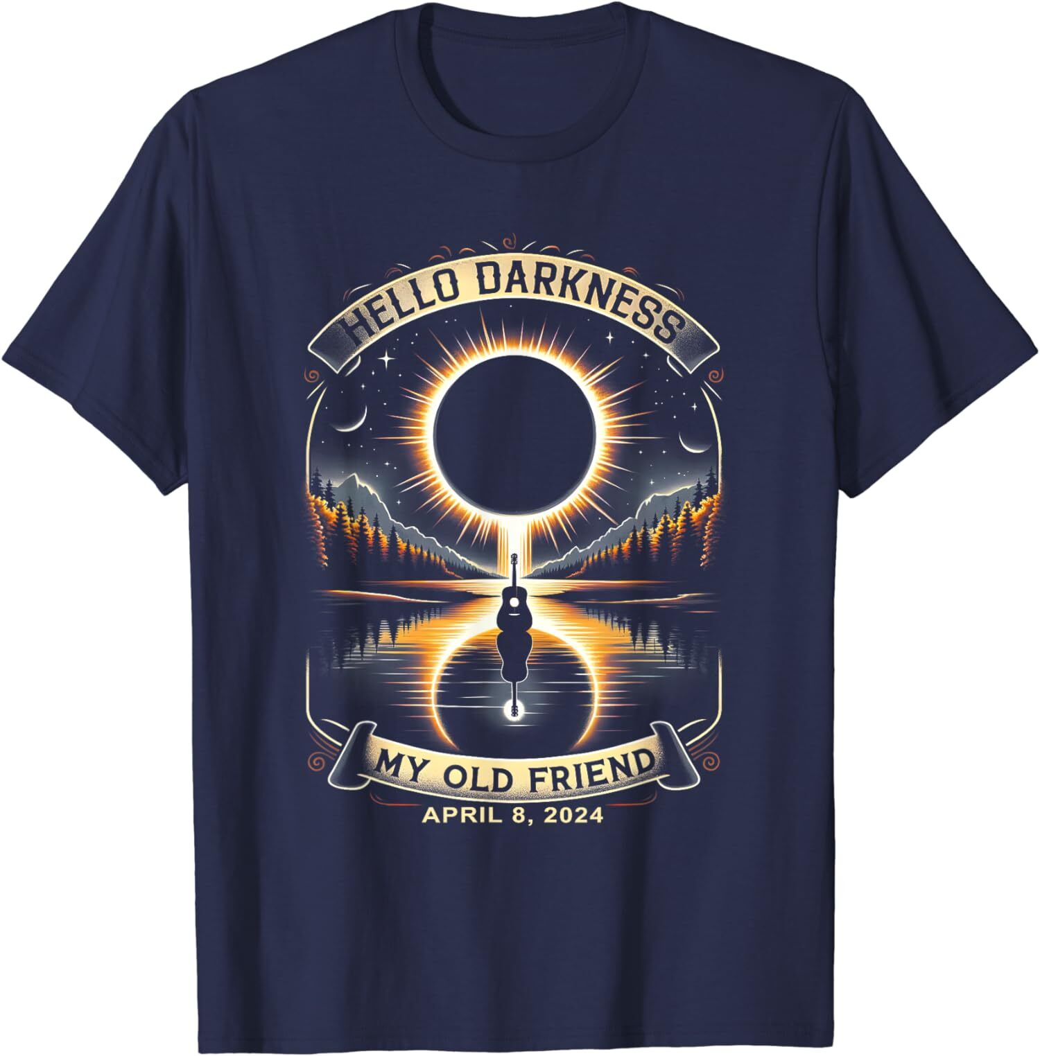 Hello Darkness My Old Friend Solar Eclipse April 8 Unisex T-Shirt