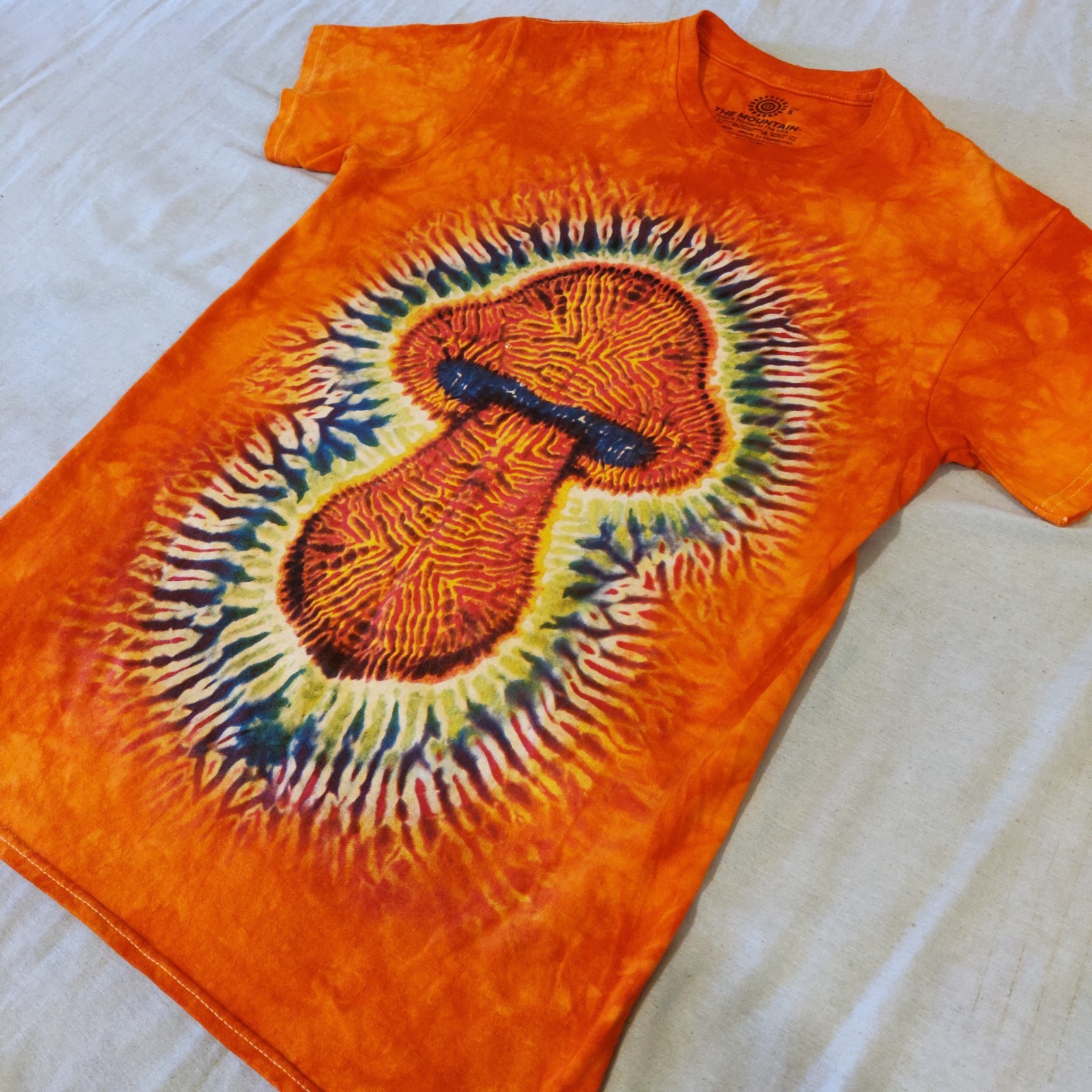 The Mountain Orange Tie-Dye Mushroom Graphic Cotton Jersey Tee Regular Fit S