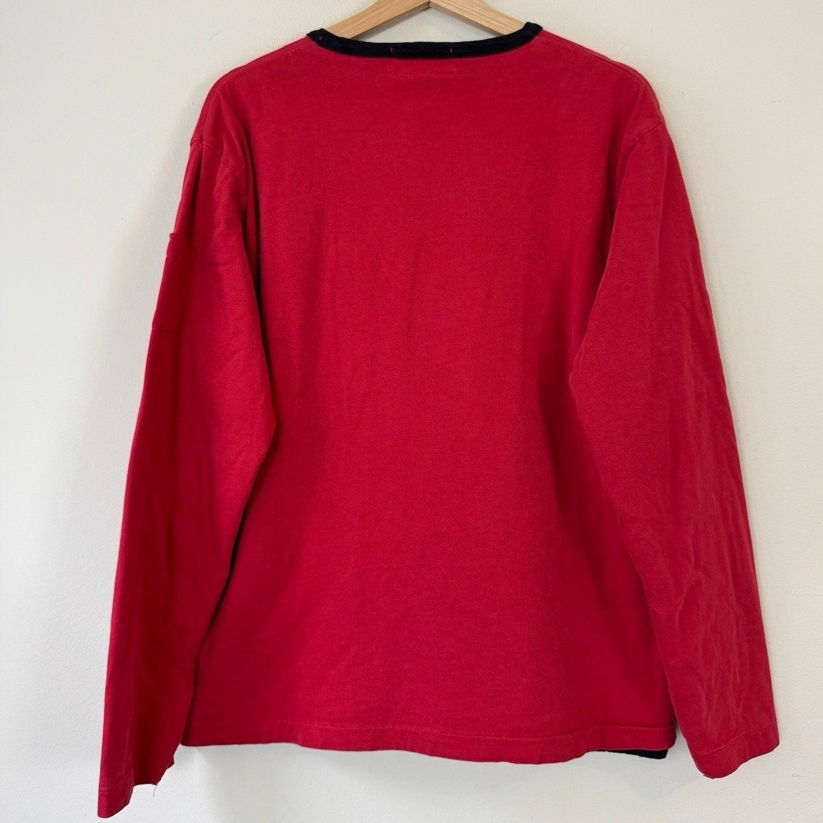 Vintage 90s Polo Ralph Lauren Reversible Single Stitch Red Long Sleeve Tee Shirt