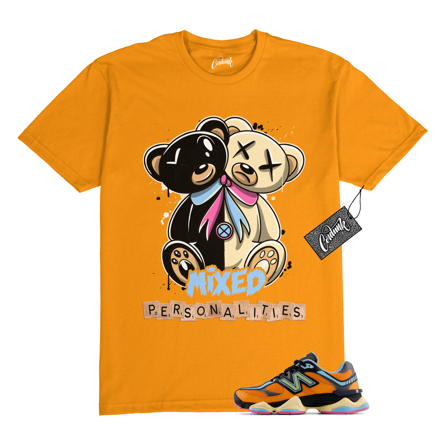 9060 Sun Glow Team Sky Blue Orange Black T Shirt to Match MIXED