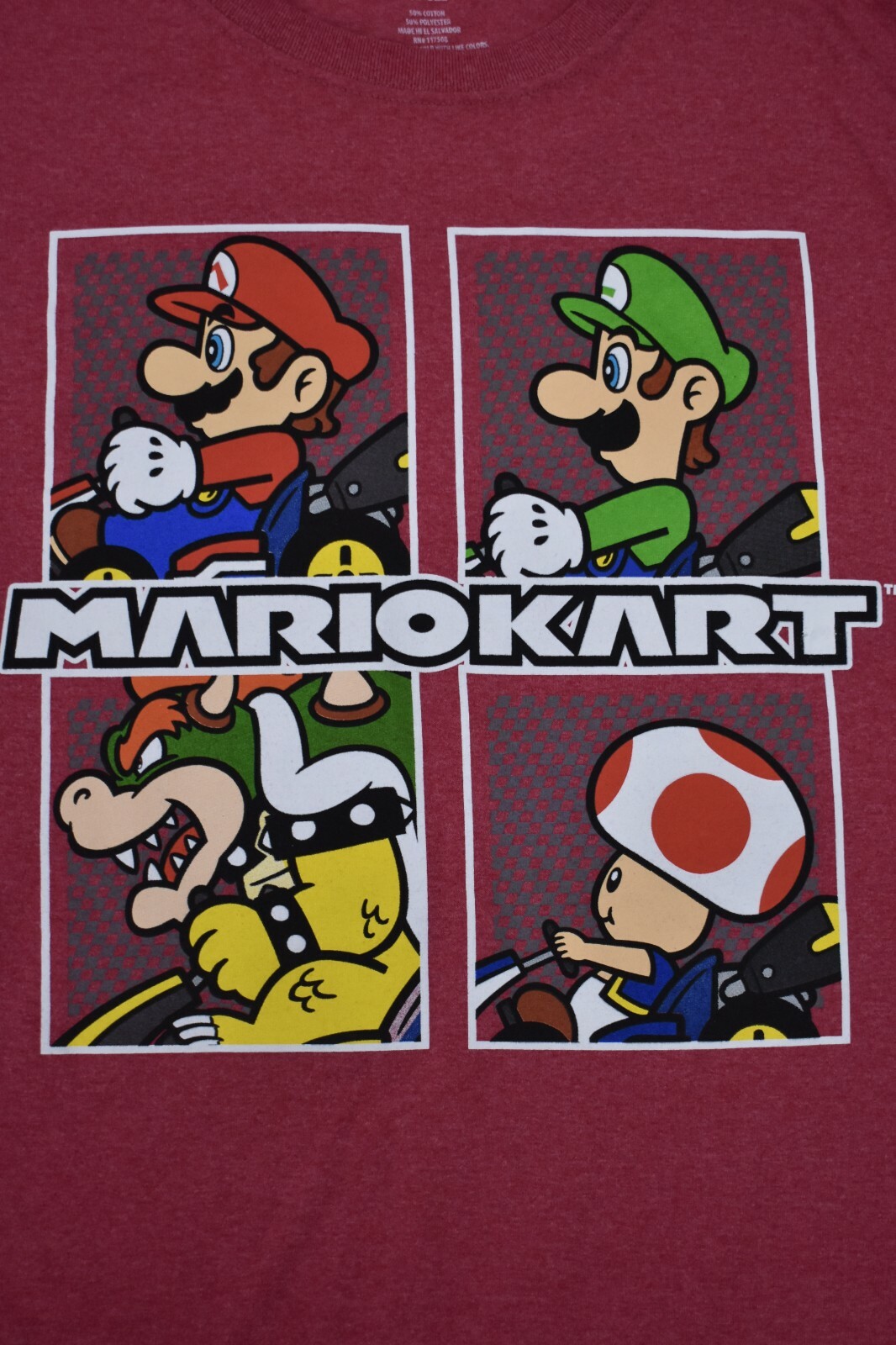 Mario Kart Mens Red Heather Mario, Luigi, Toad, Bowser Shirt New 2XL, 4XL, 5XL