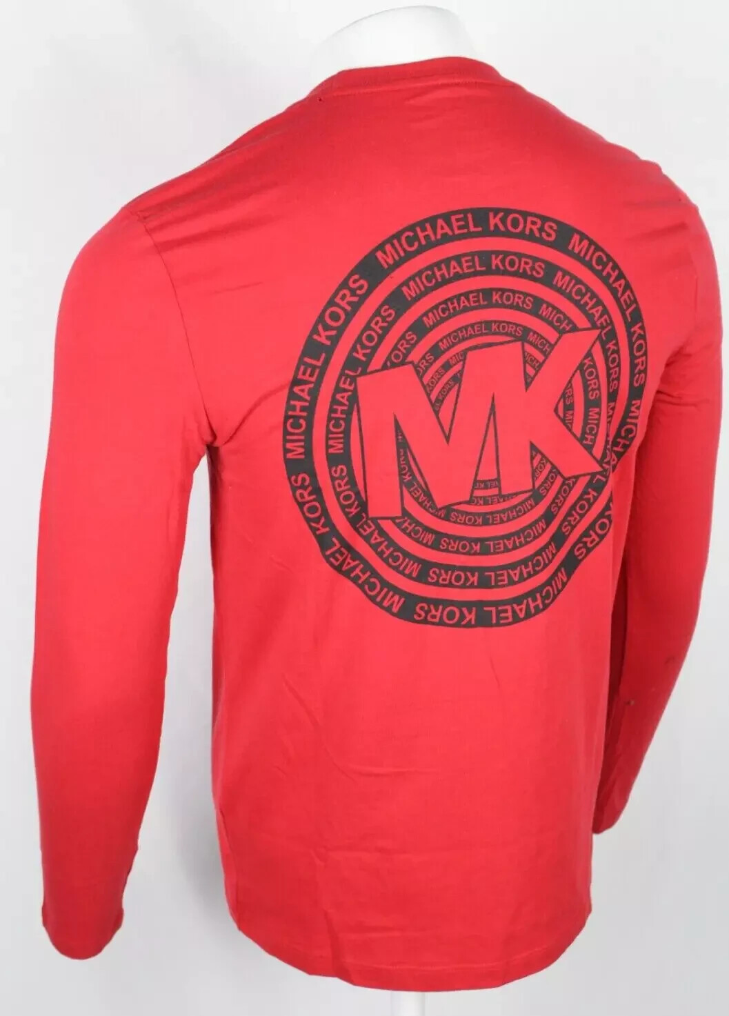 Michael Kors Men’s T Shirt Long Sleeve Logo Circle Graphic Crimson Red Crew Neck