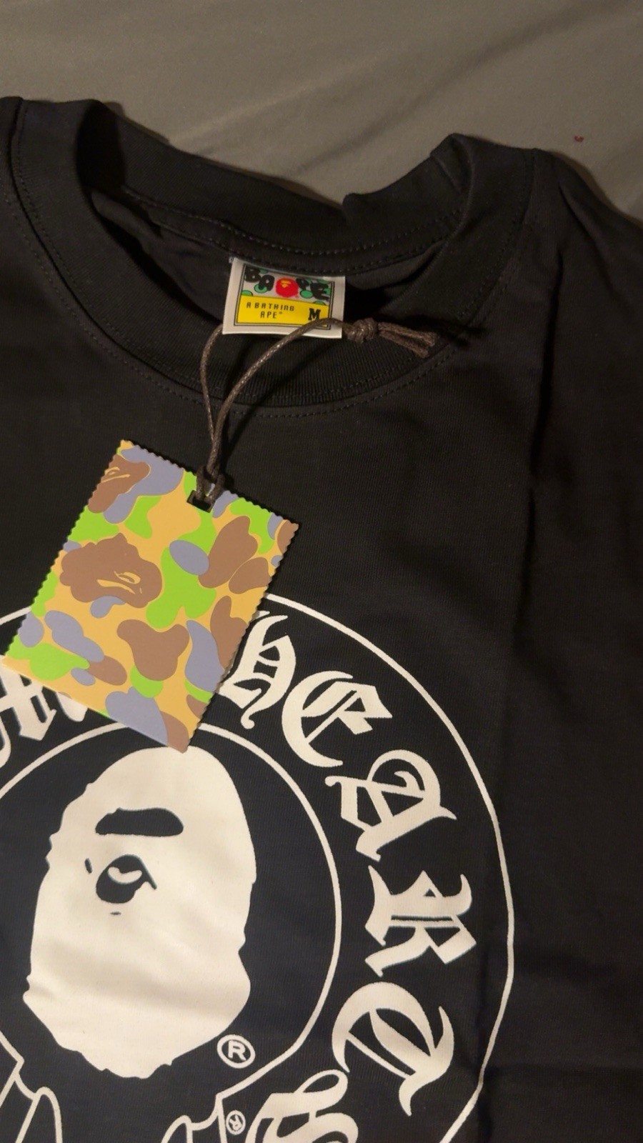 A Bathing Ape BAPE Men’s Baby Milo Black Graphic Crew Neck T-Shirt Size M
