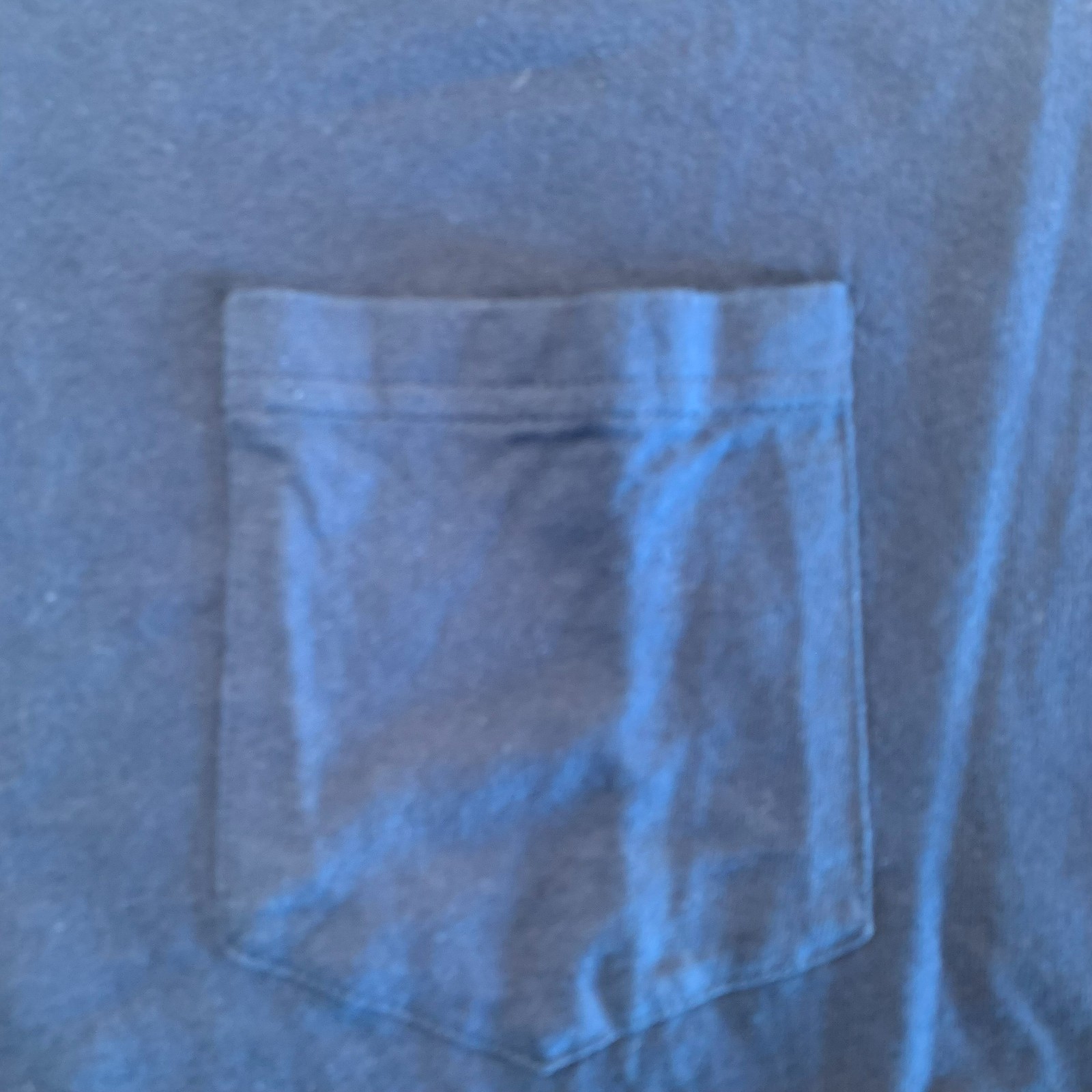 Vintage Y2K Basic Editions Retro Solid Plain Blank Navy Blue Pocket T-Shirt M