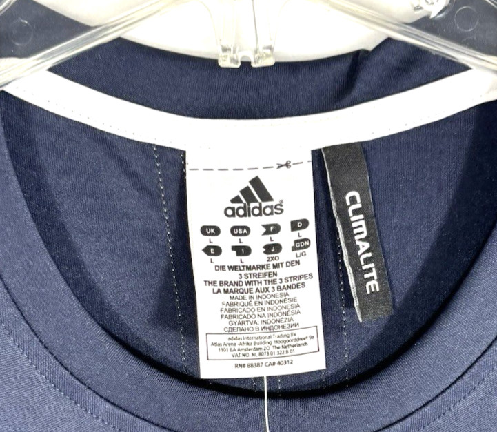 Adidas Climalite Large Men’s Blue T-Shirt Short Sleeve Crew Neck Athletic Tee