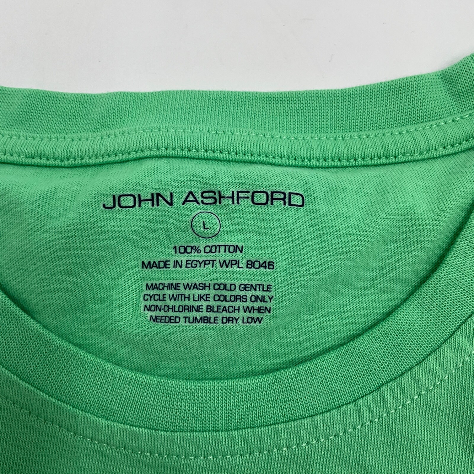 John Ashford T-Shirt – Solid Green Short Sleeve Cotton L Tee – Mens Large EUC