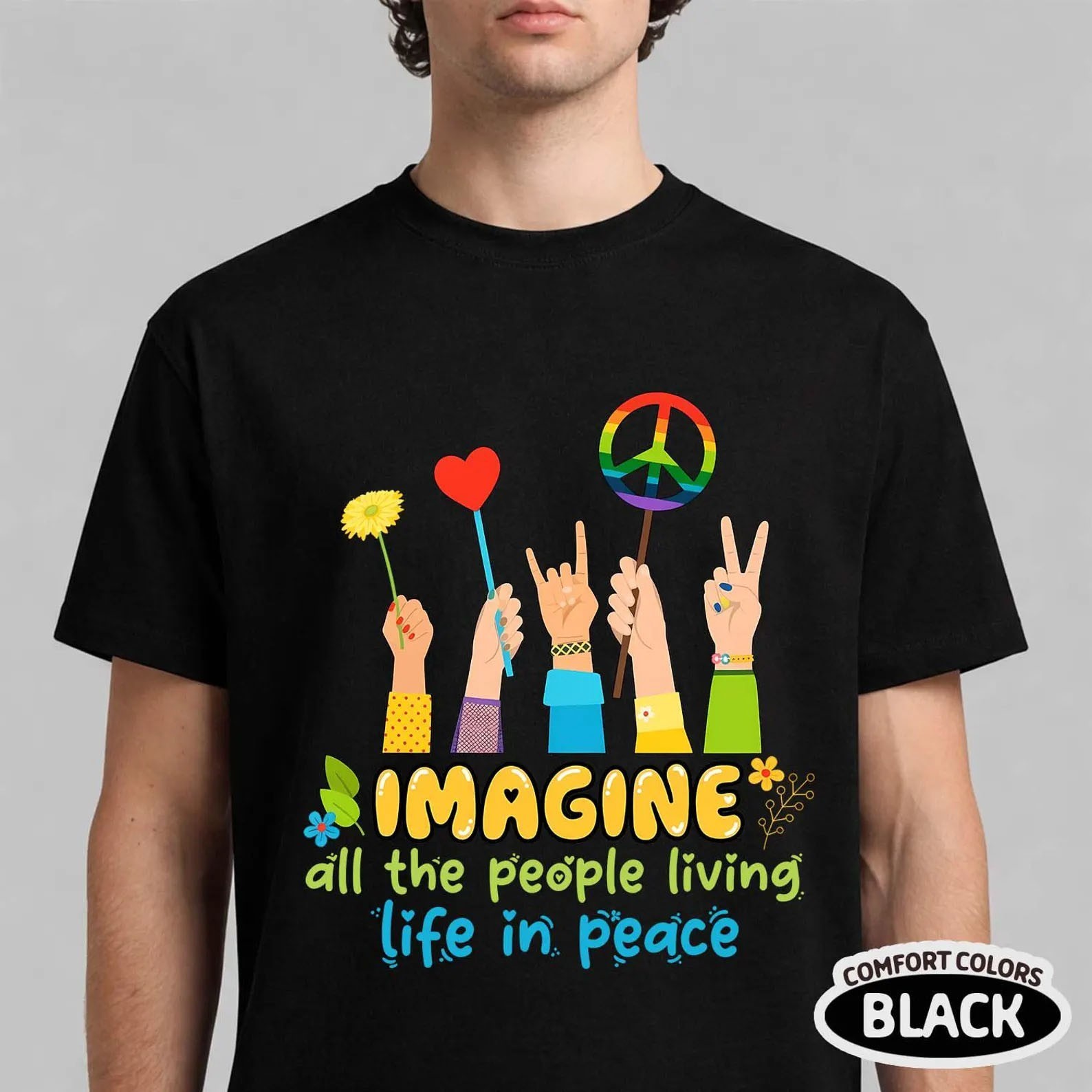 Comfort Colors Imagine All the People Living Life in Peace Unisex T-Shirt