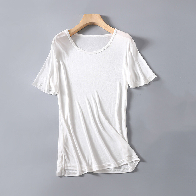 Men’s 50% Silk 50% Viscose T-Shirts Short Sleeve Crew Neck undershirt SS201