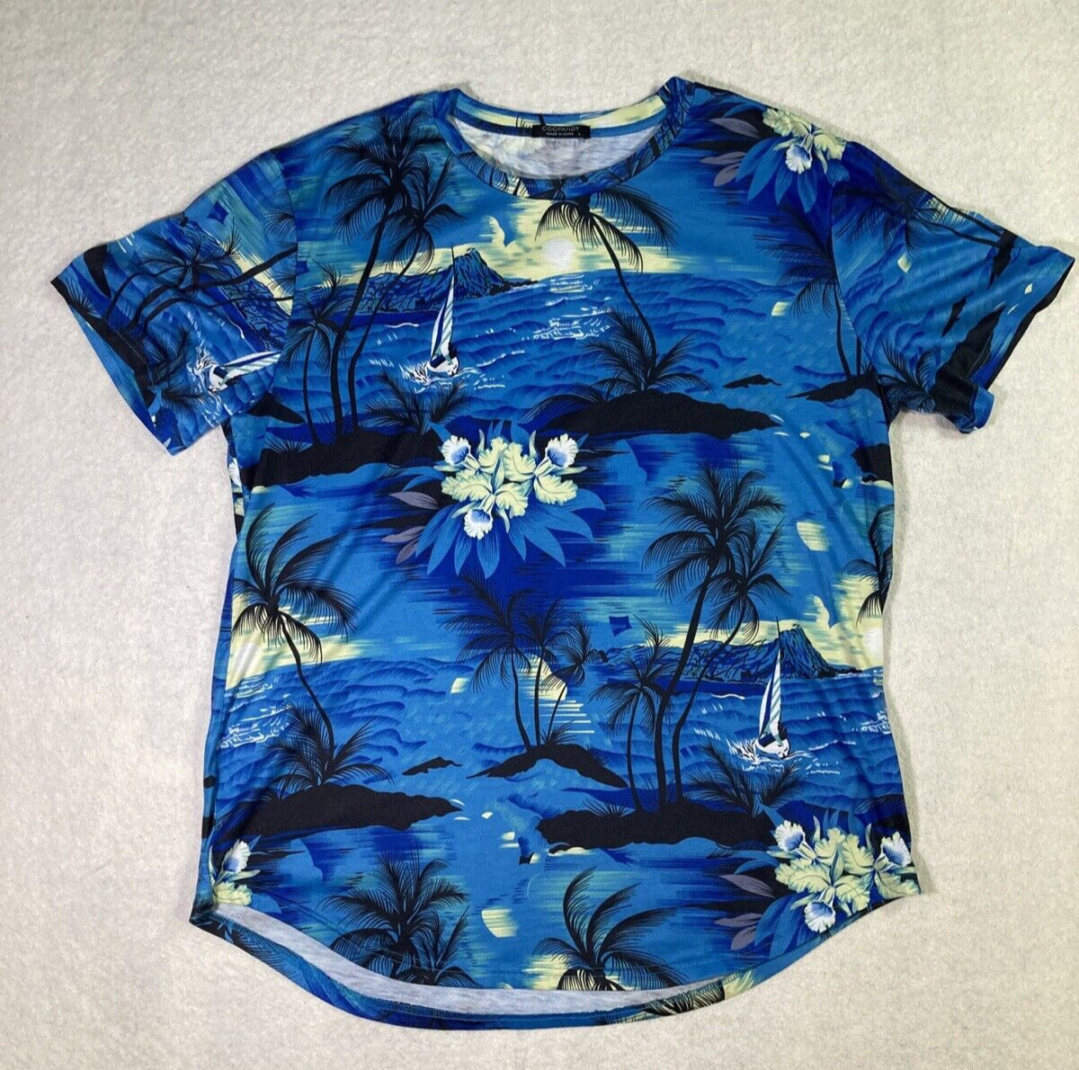 Coofandy Hawaiian Style Print outdoor beach surf tropical T shirt sz XL