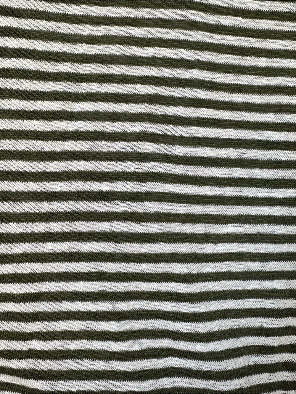 Men’s Todd Snyder Olive Green & White Striped 100% Linen Short Sleeve Tee Large
