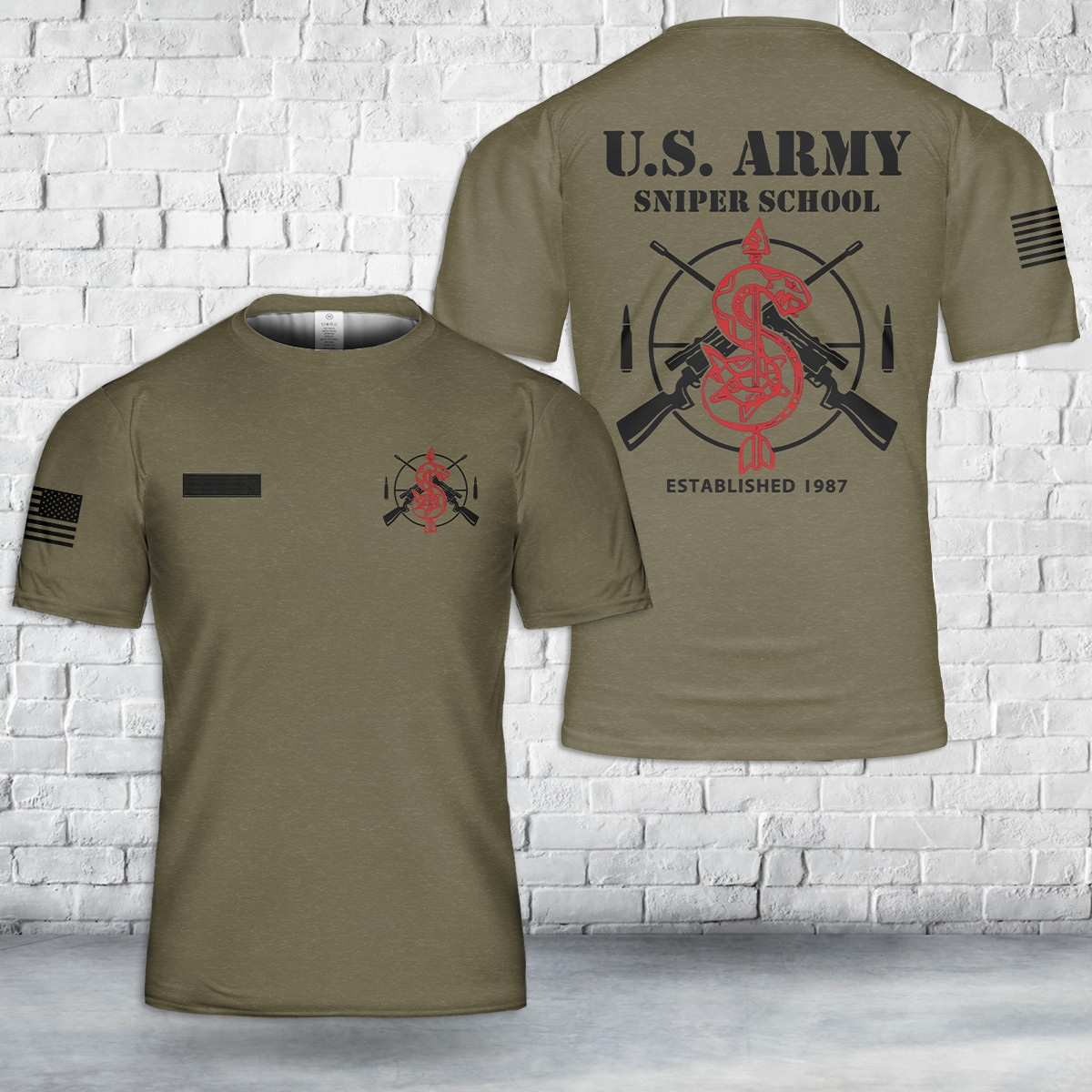 Custom Name US Army Sniper School AOP Shirt 3D Shirt full size S-5XL
