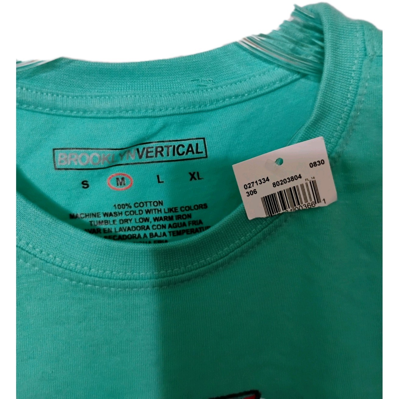 Brooklyn Vertical Men’s Teal Race Car 44 Cotton Short Sleeve Size Medium