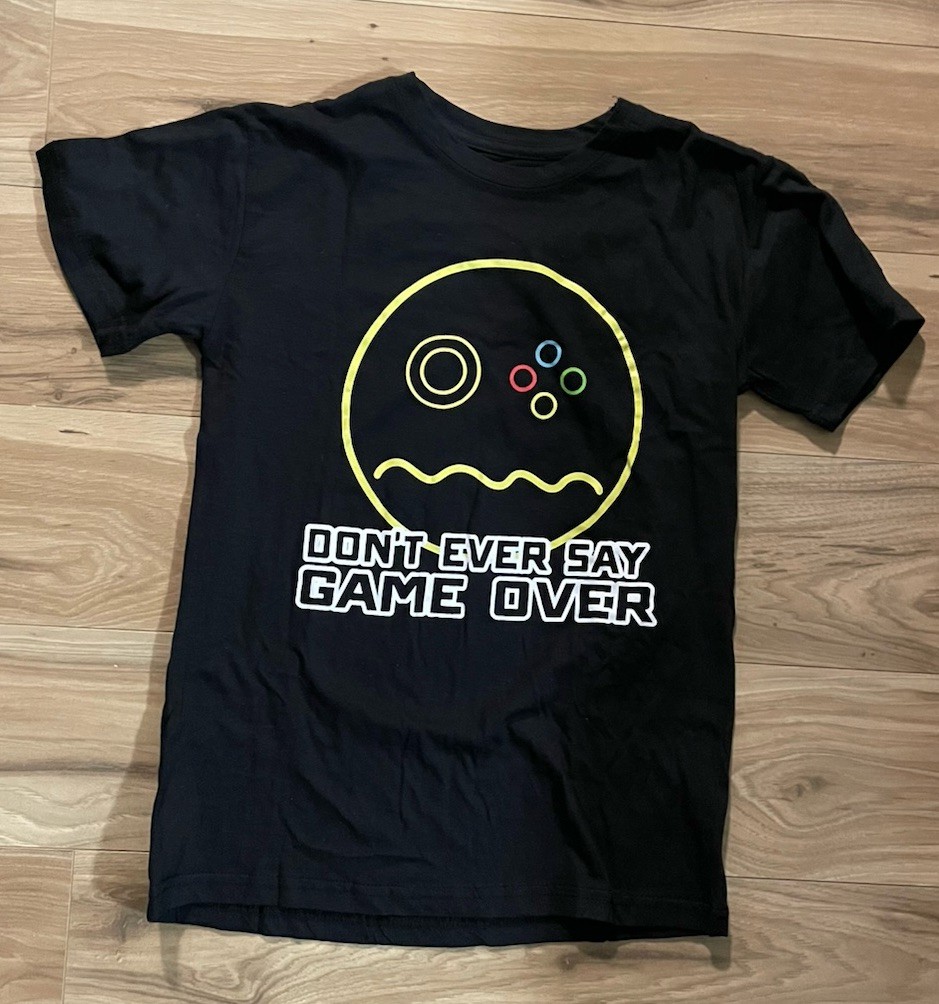 Gamer Youth T‑Shirt Black Don’t Ever Say Game Over Brooklyn Vertical 18‑20