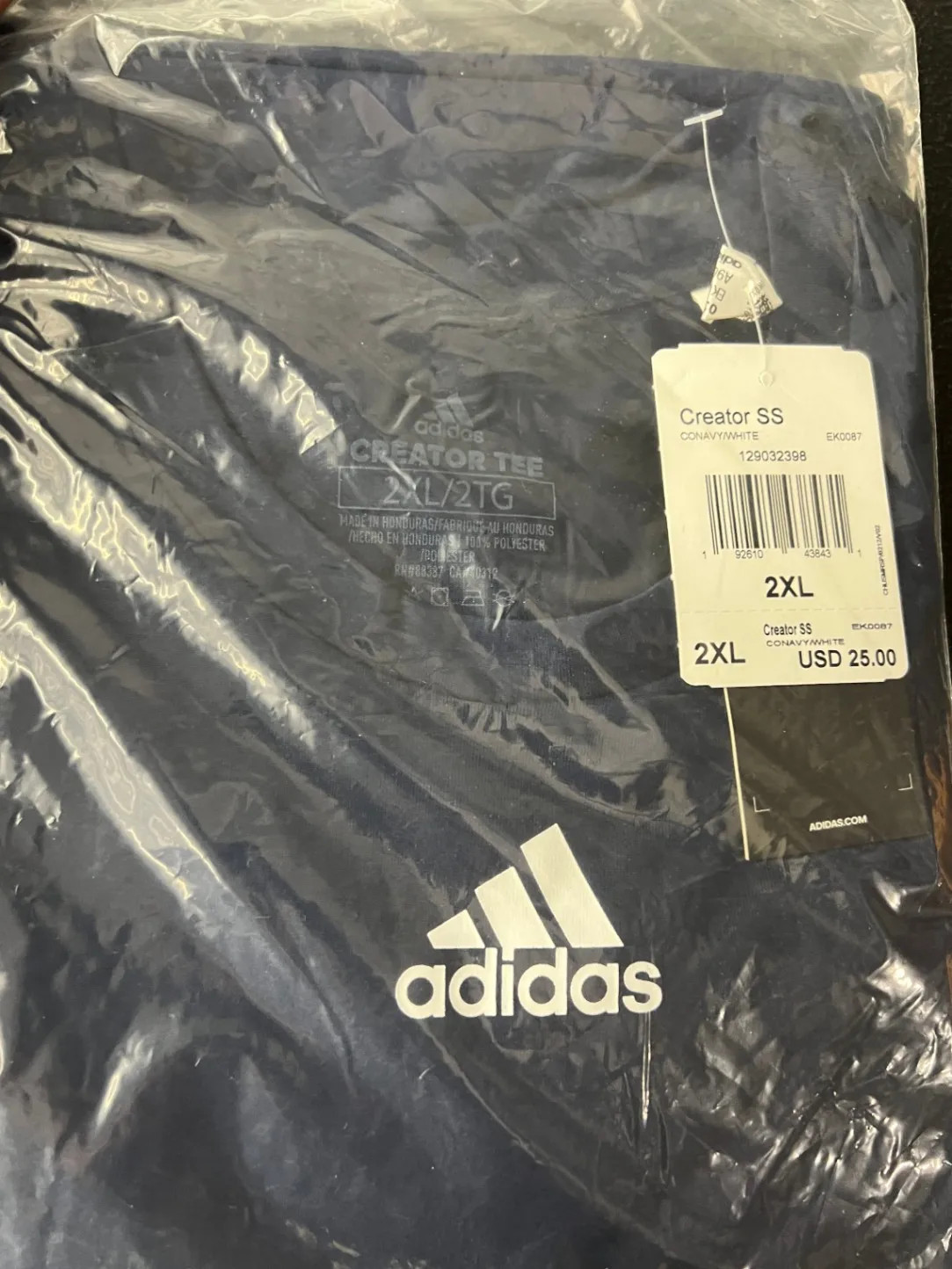 Adidas Creator SS T-Shirt Men’s 2XL Navy Blue White Short Sleeve New