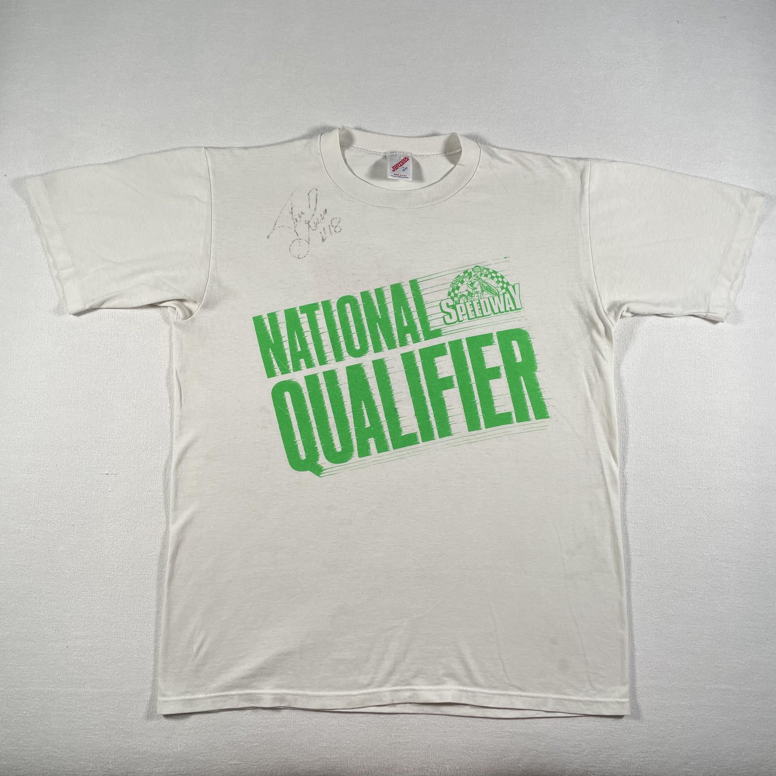 Vintage Speedway Racing Shirt Mens Large National Qualifier Cal Expo Signed 90s