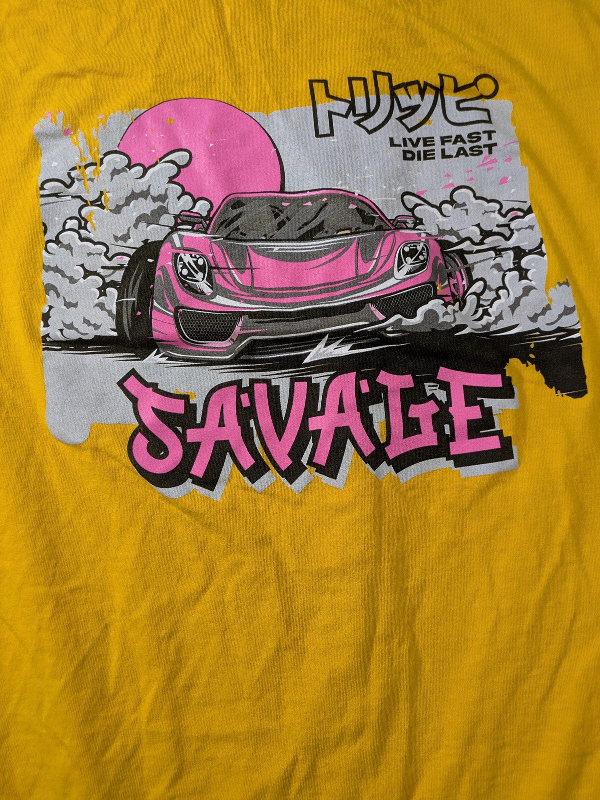 Popular Poison Shirt Men 4XL Yellow Savage Car Live Fast Die Last Streetwear