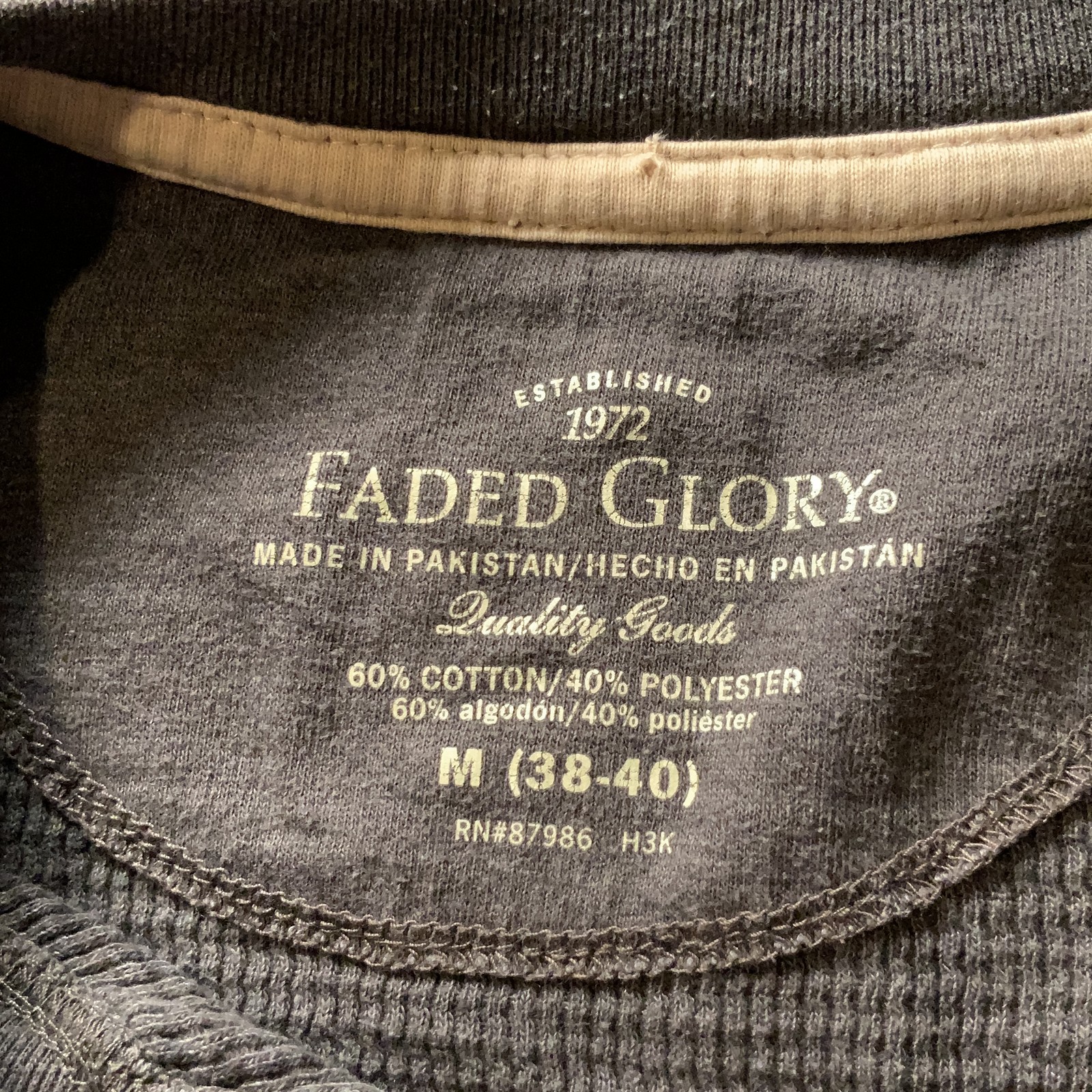 Faded Glory Waffle Shirt Medium Mens Brown Cotton Blend Comfort Classic Outdoor