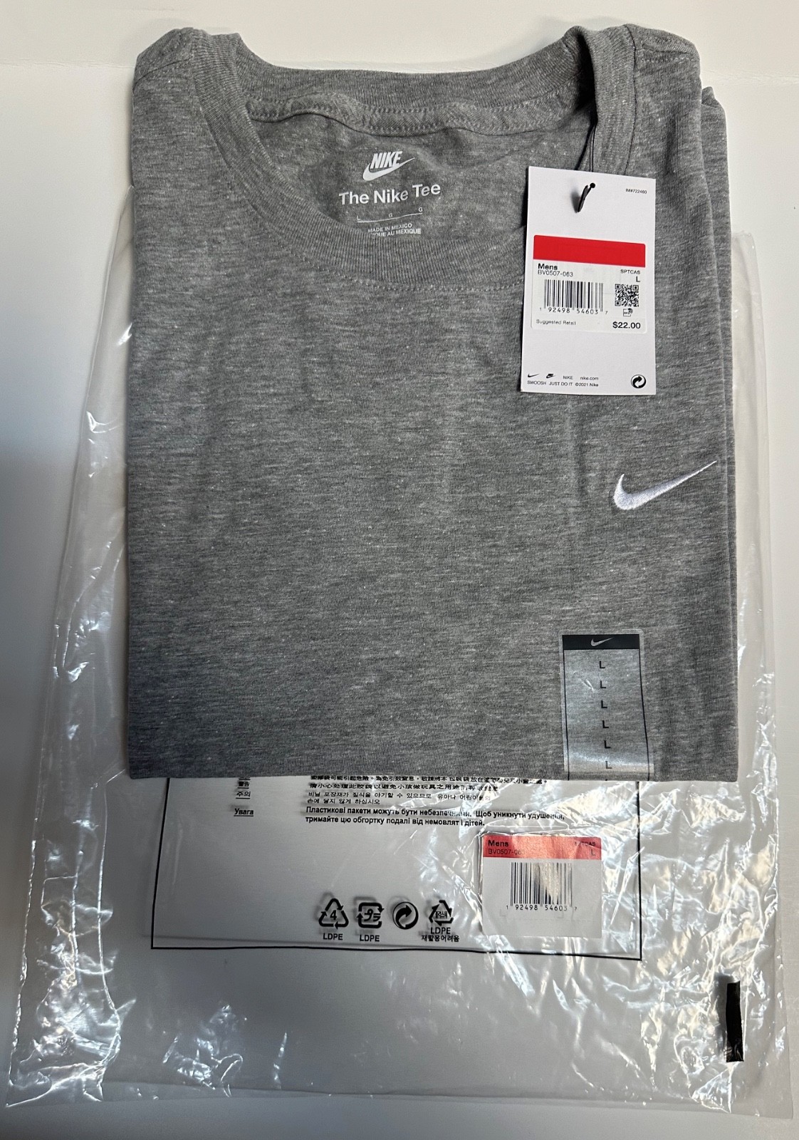 Nike Men’s Sportswear Embroidered Swoosh T-shirt Gray-Large
