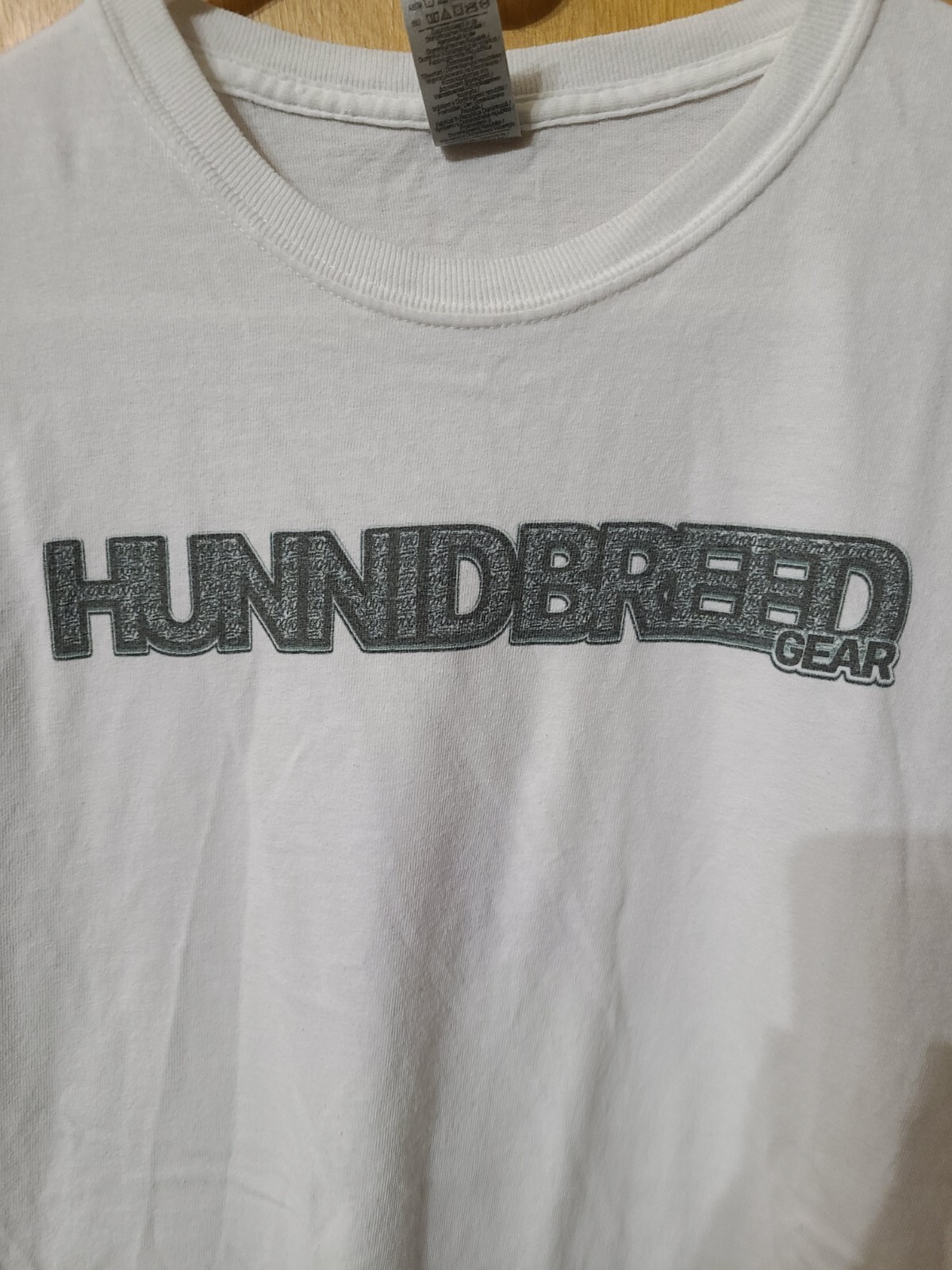 HunnidBreed Gear White Tee Shirt On Gildan Heavy 100% Cotton Label, Medium