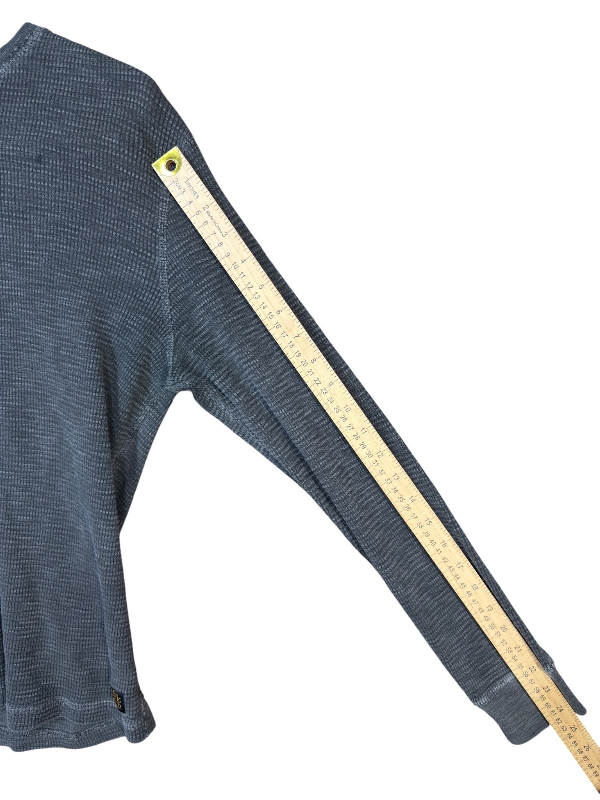 Lucky Brand Slub Thermal Shirt Mens M Gray Waffle Knit Long Sleeve Crewneck