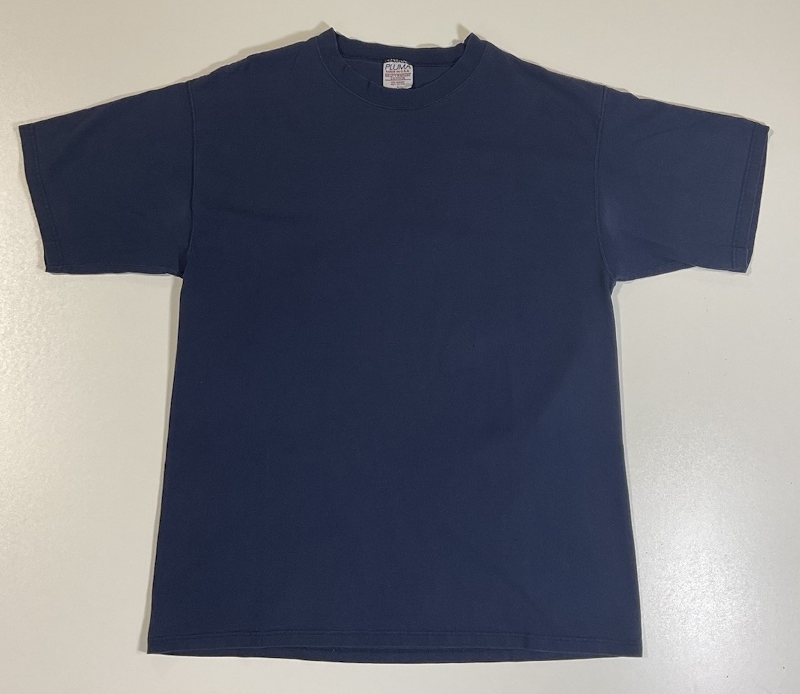 Vintage Pluma Blank T Shirt Sz L Navy Made In USA Heavyweight Grunge 90s