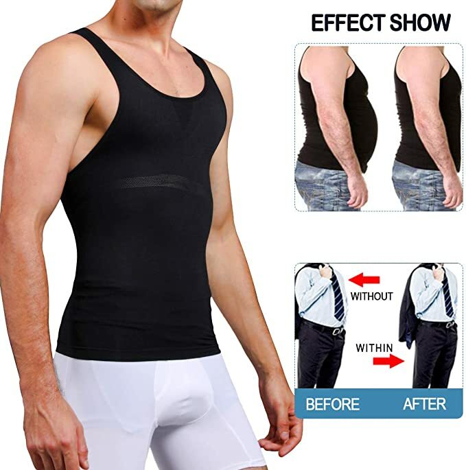 Mens Slimming Tummy Slim Shirt Body Shaper Belly Girdle Underwear Shapewear Vest