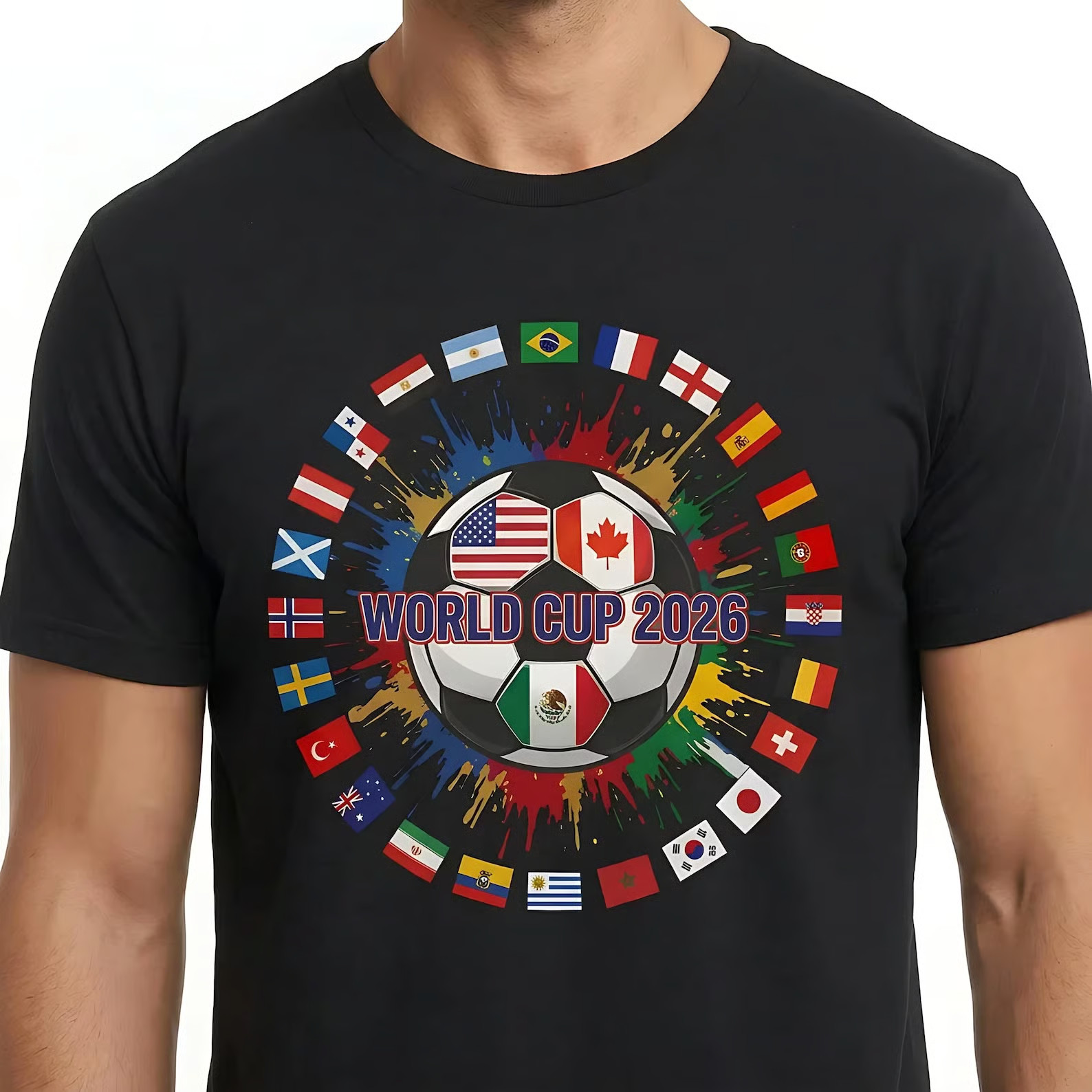 Shirt Soccer Ball with Flag – World Cup 2026 T-Shirt